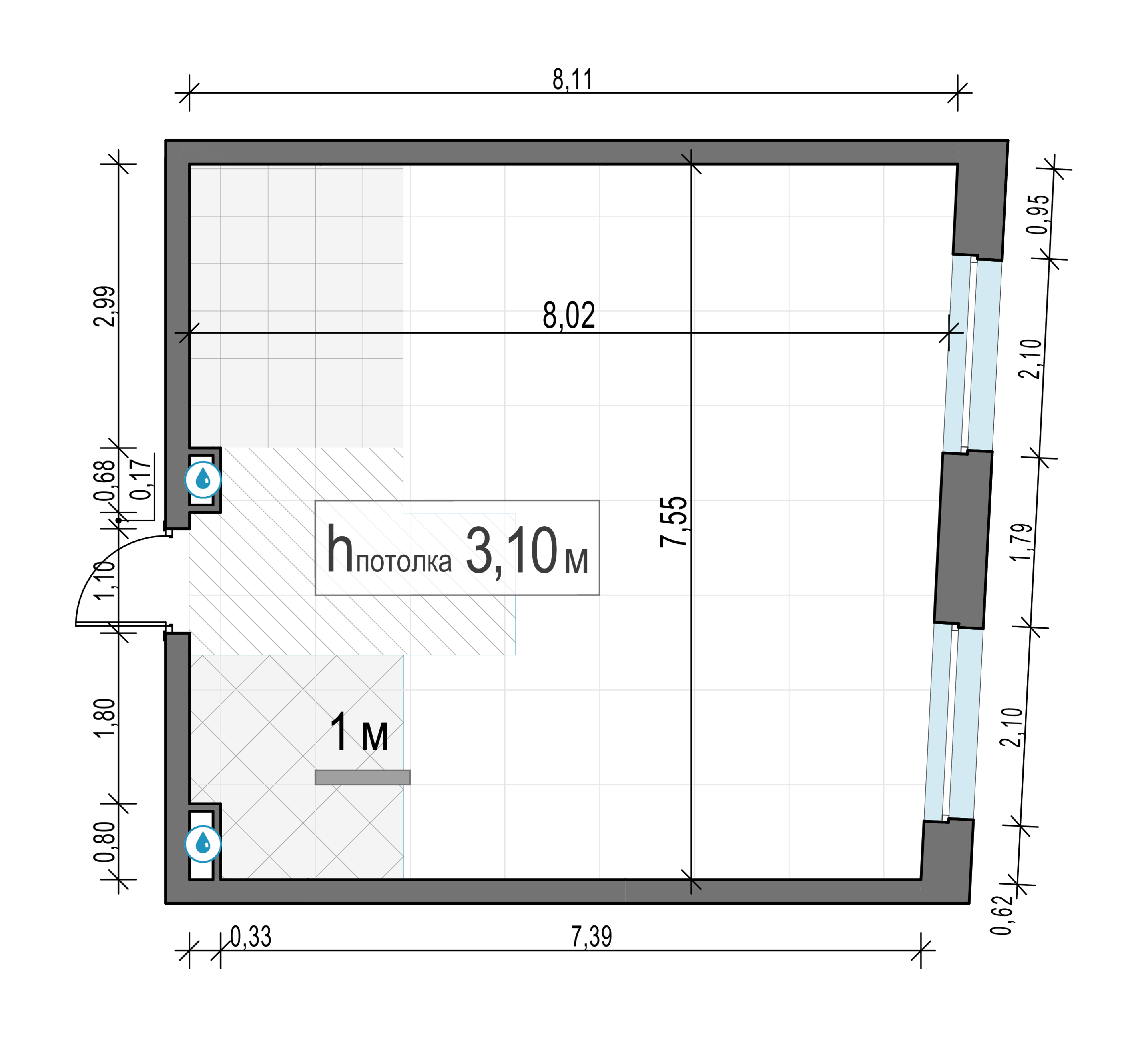 1 комн. квартира, 58.3 м², 11 этаж 