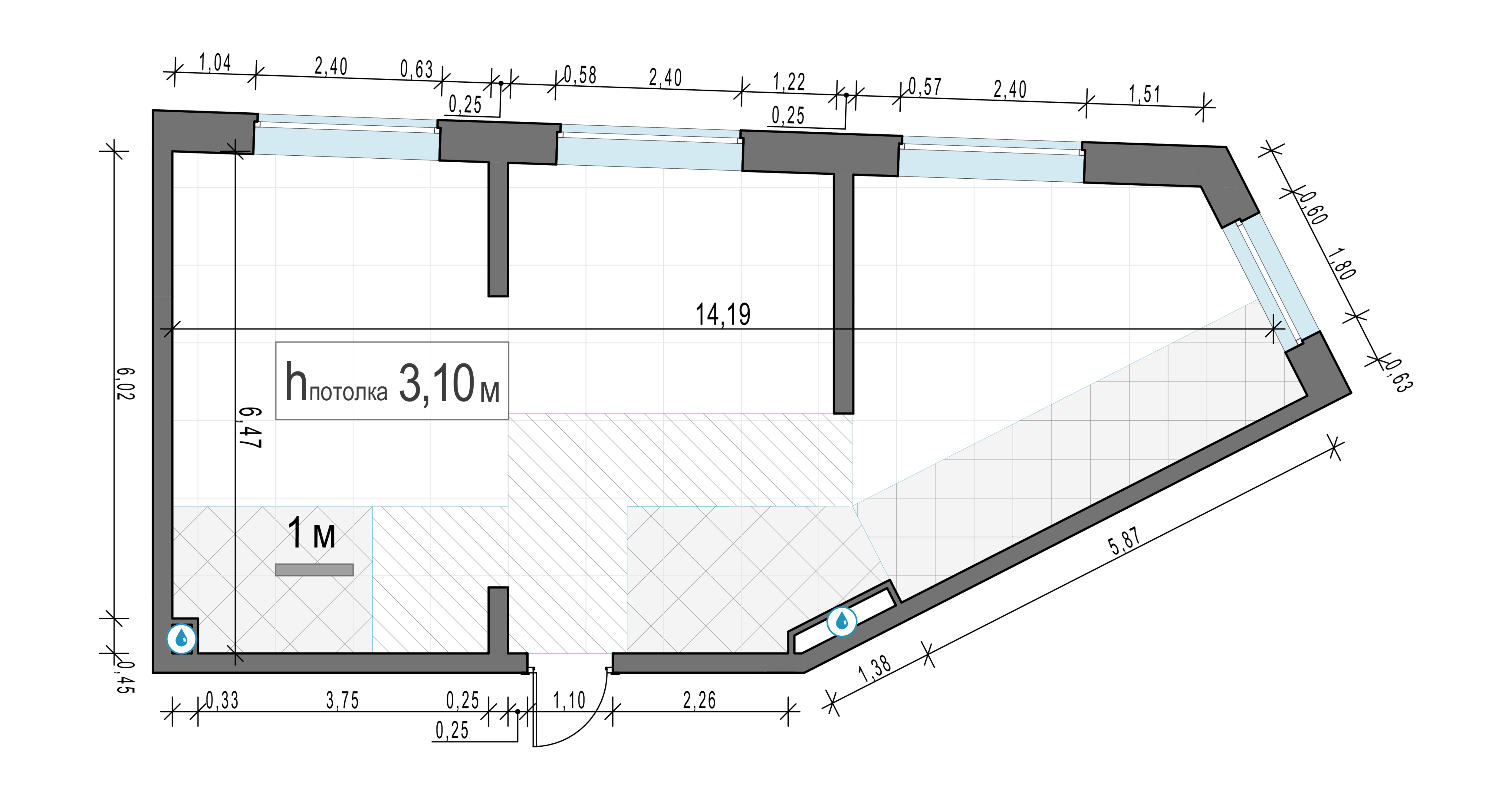 2 комн. квартира, 74.1 м², 7 этаж 