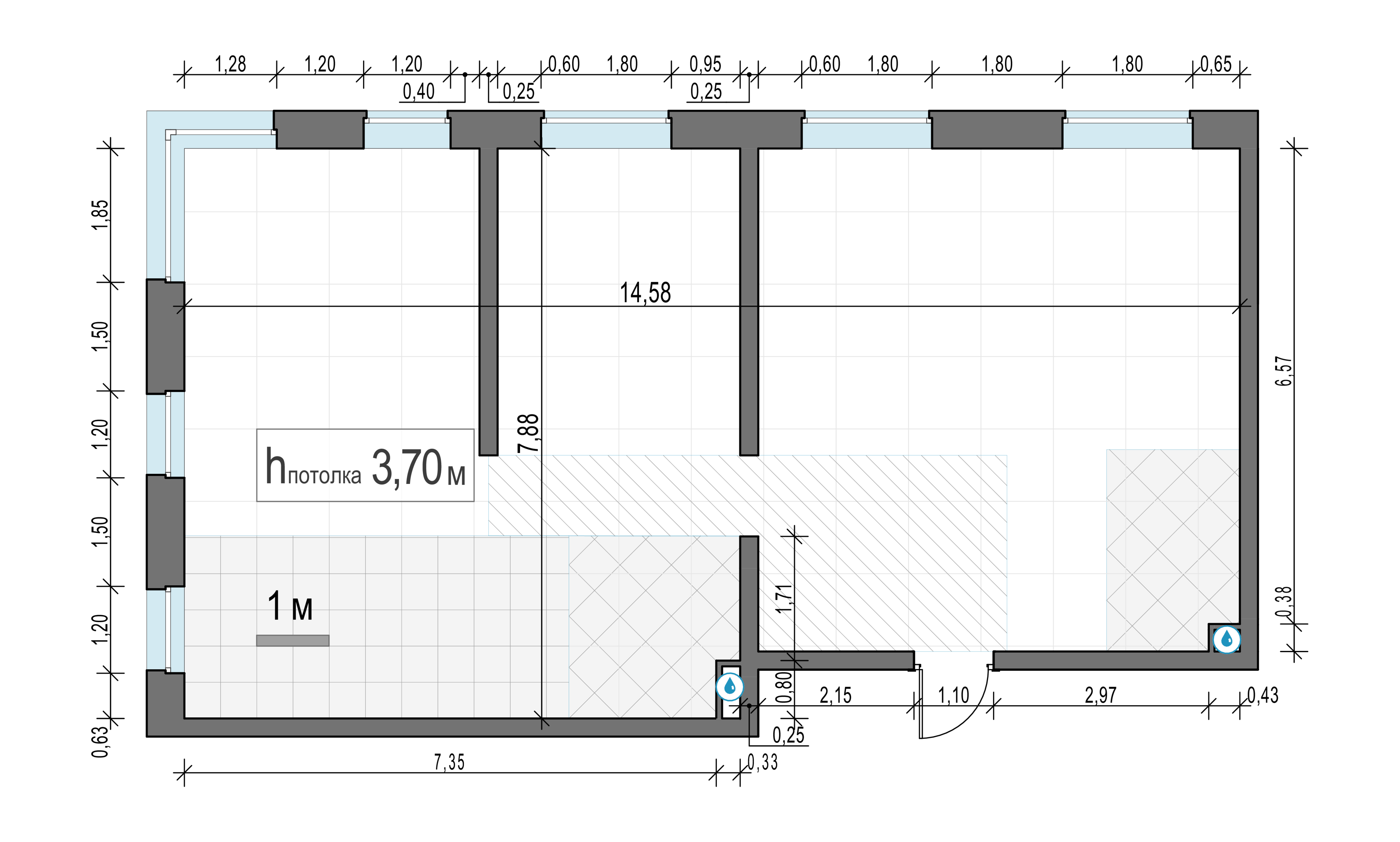 3 комн. квартира, 103.3 м², 14 этаж 