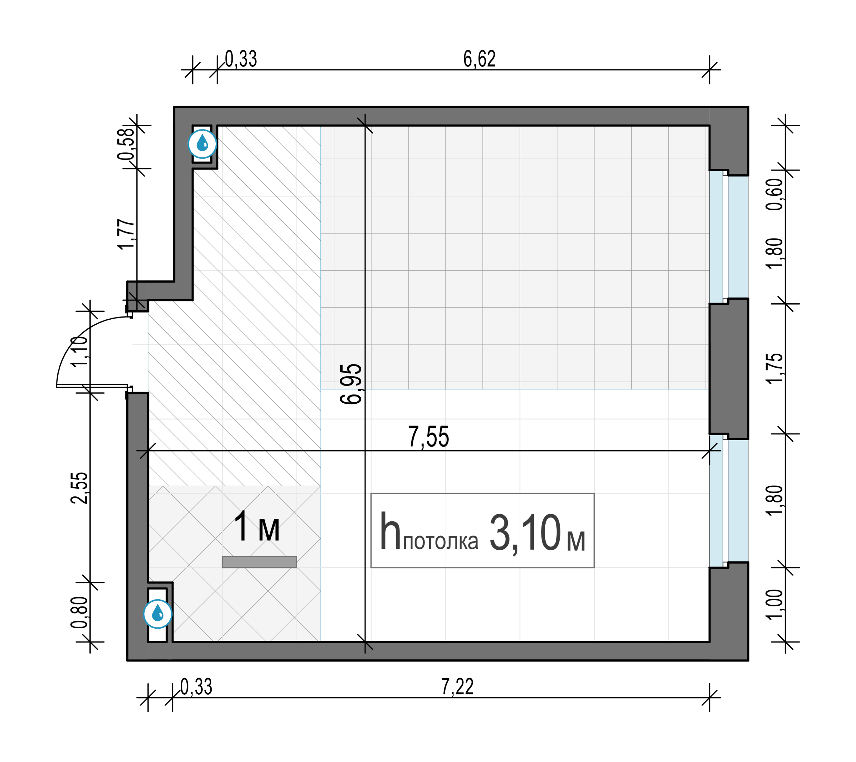 1 комн. квартира, 49.3 м², 10 этаж 