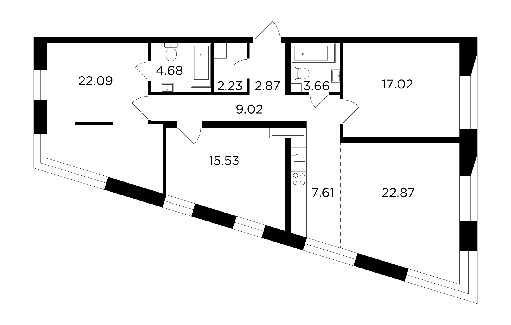 4 комн. квартира, 108 м², 10 этаж 