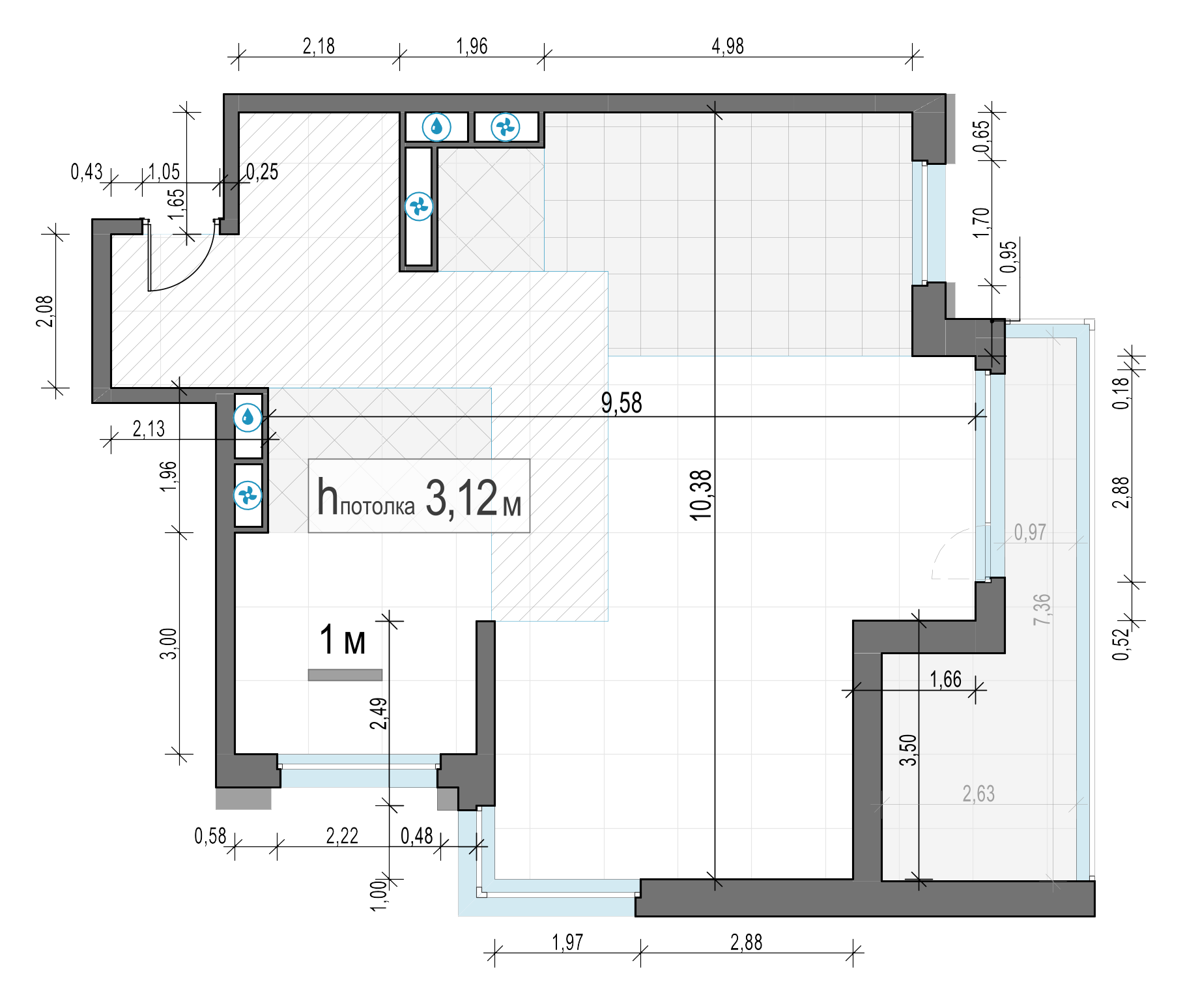 3 комн. квартира, 96.5 м², 14 этаж 