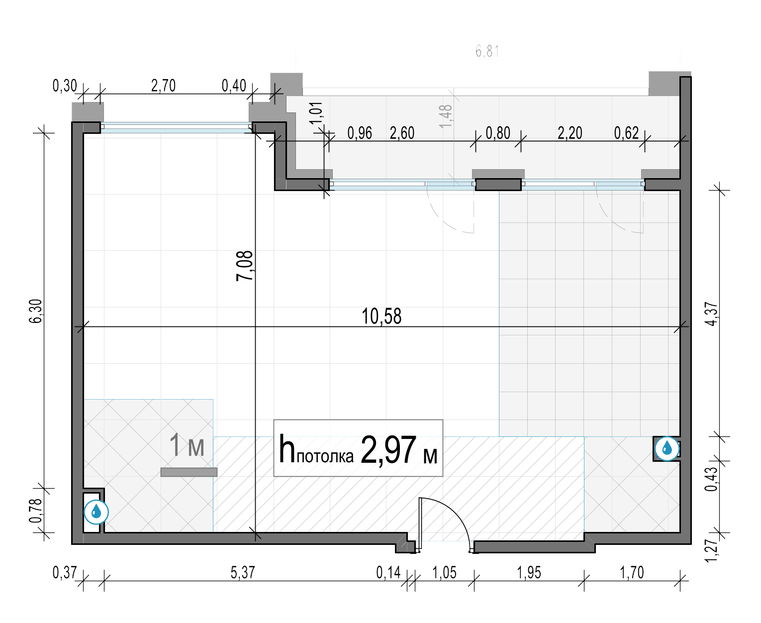 квартира со свободной планировкой, 71.5 м², 2 этаж 