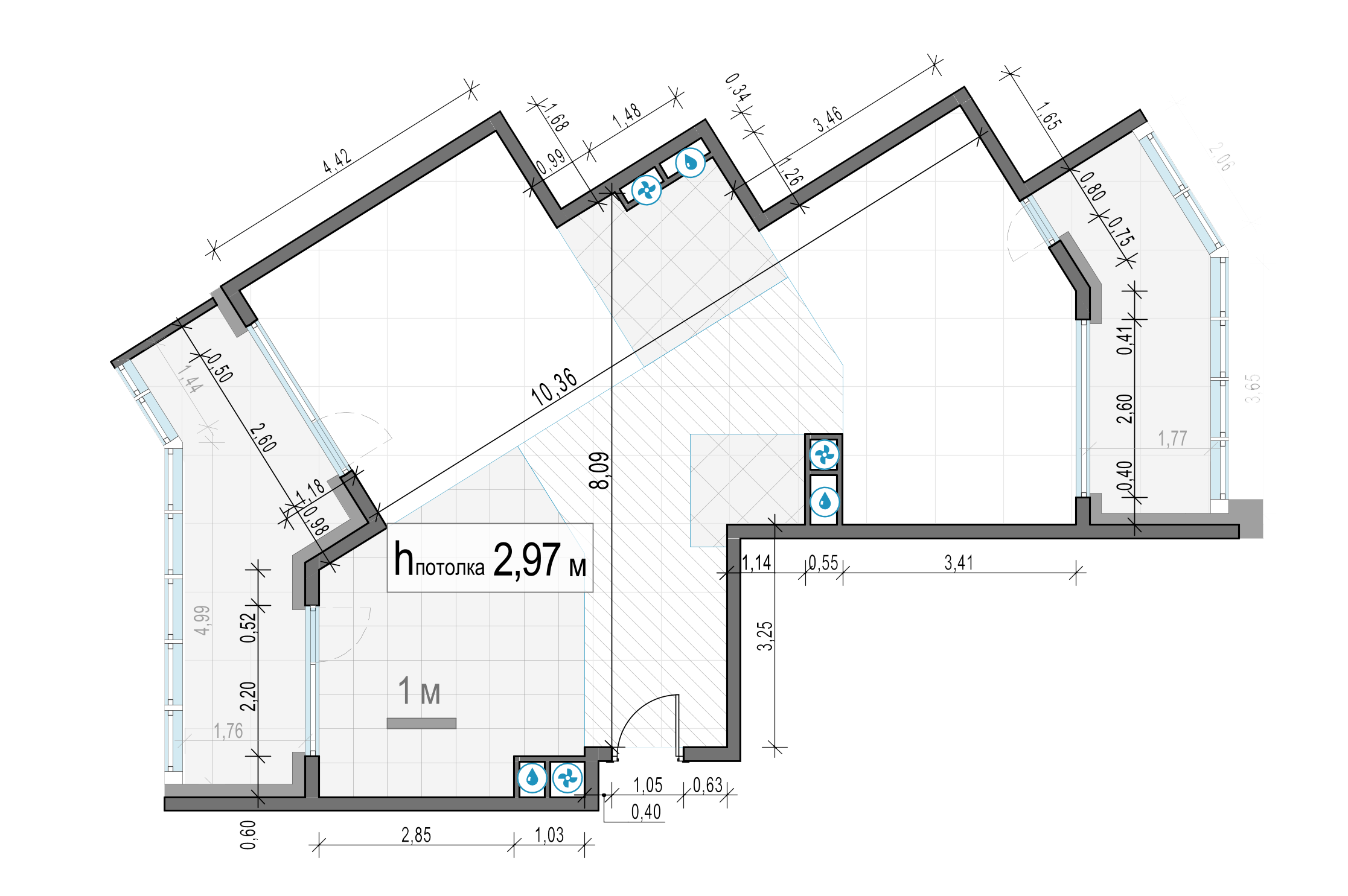 квартира со свободной планировкой, 86.5 м², 11 этаж 