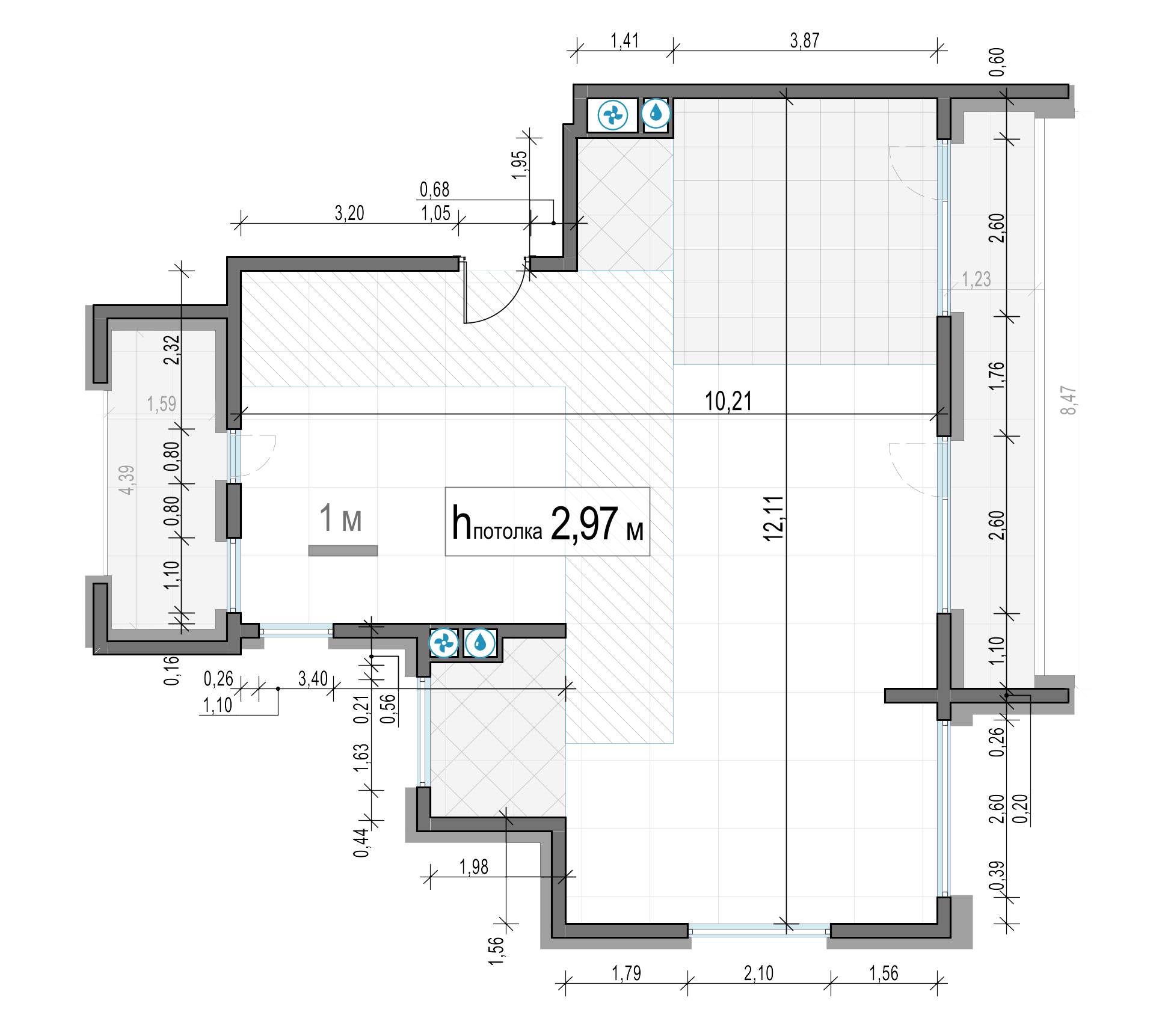 3 комн. квартира, 101.2 м², 6 этаж 