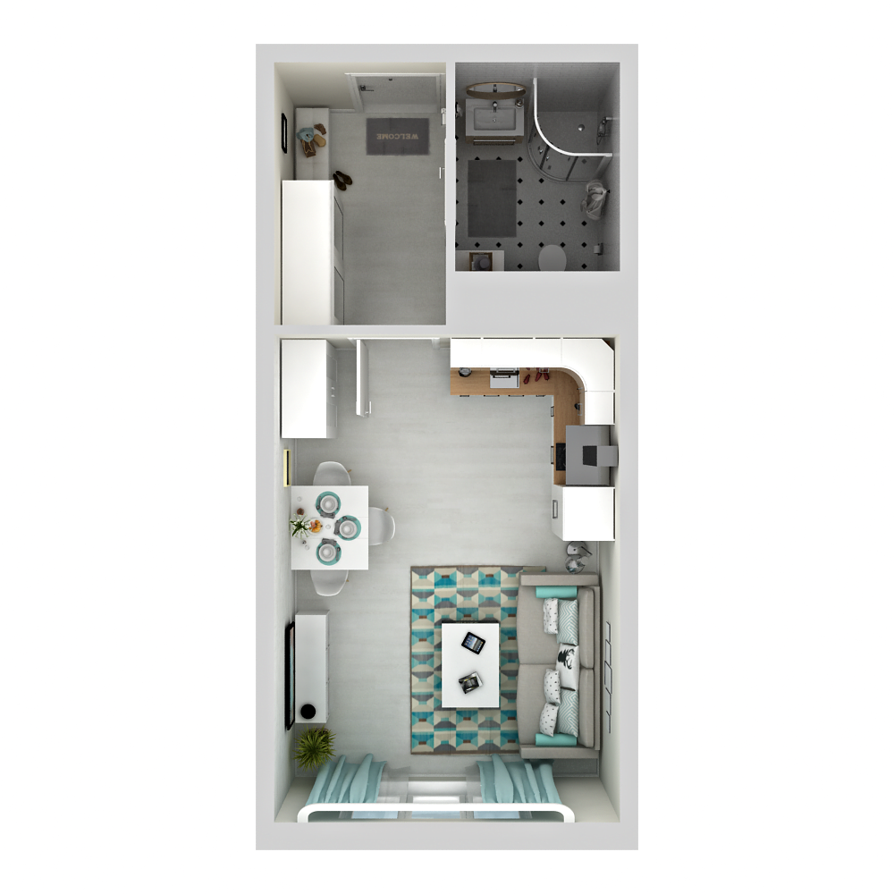 1 комн. квартира, 24.4 м², 19 этаж 