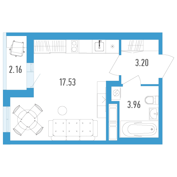 студия, 25.8 м², 3 этаж 