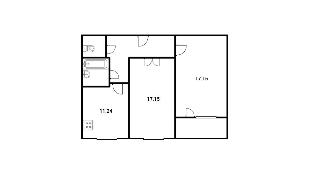 2 комн. квартира, 61 м², 6 этаж 