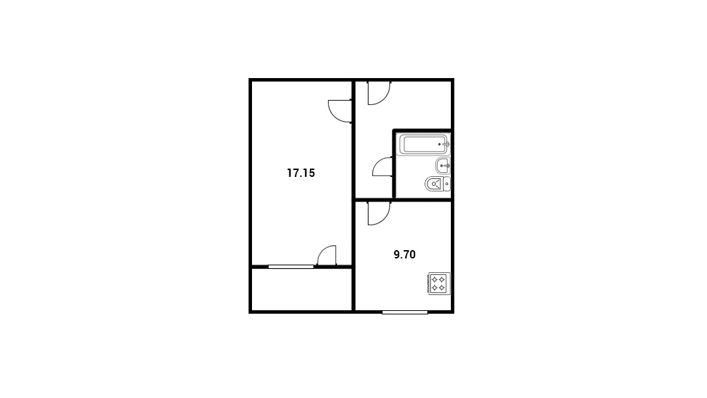 1 комн. квартира, 40.2 м², 8 этаж 
