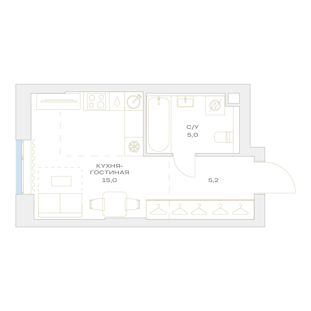 студия, 25.2 м², 2 этаж  (из 17)