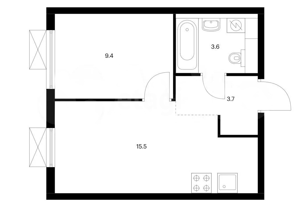 1 комн. квартира, 32.2 м², 7 этаж 