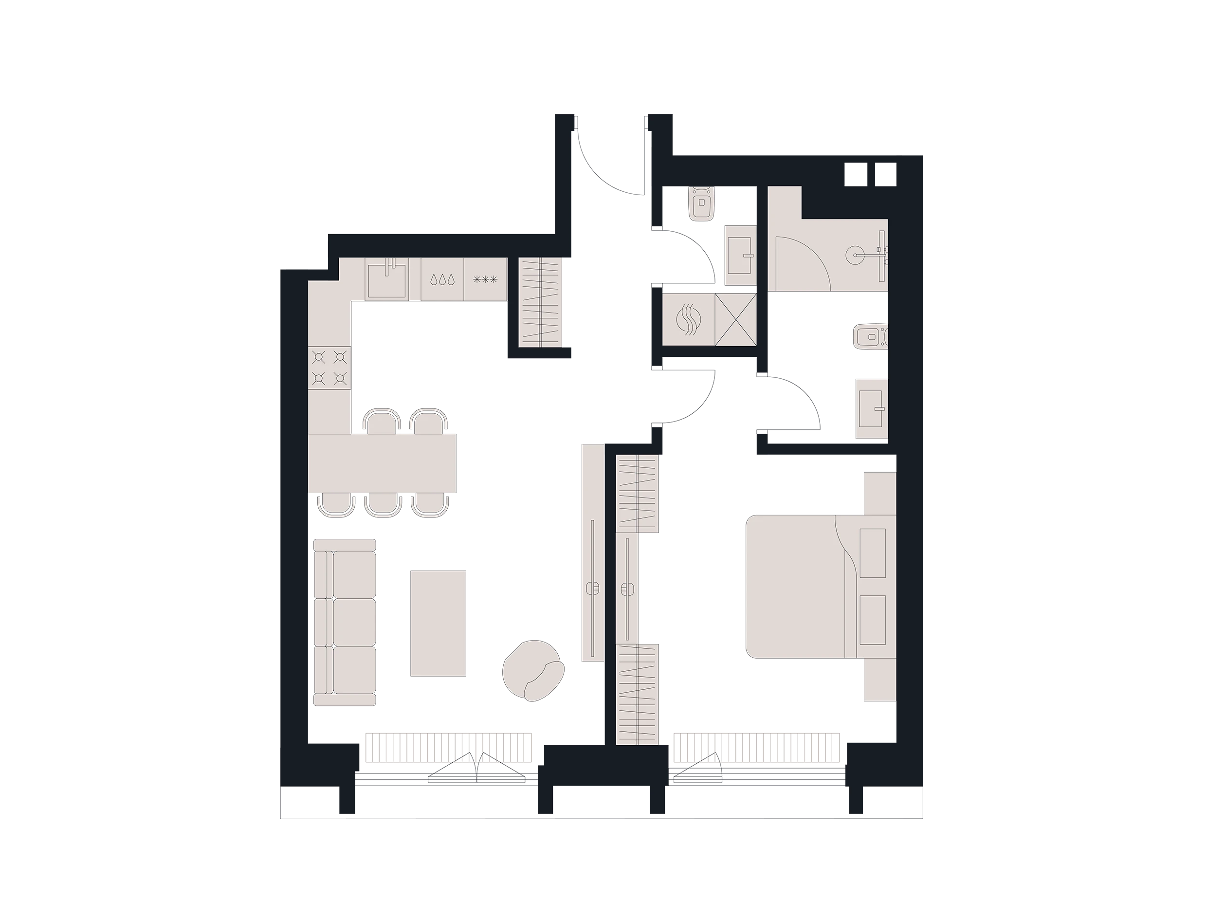 2 комн. квартира, 59.8 м², 2 этаж 