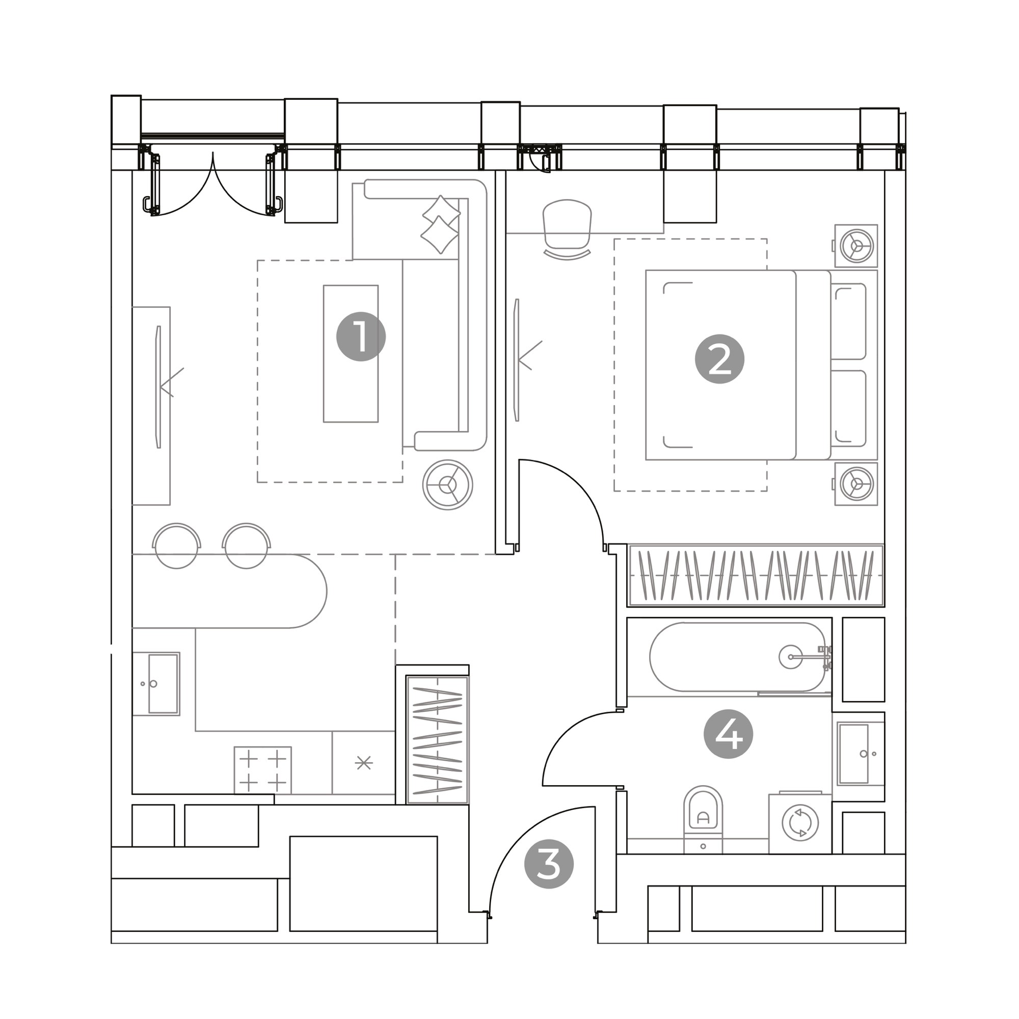 2 комн. квартира, 43.1 м², 7 этаж 