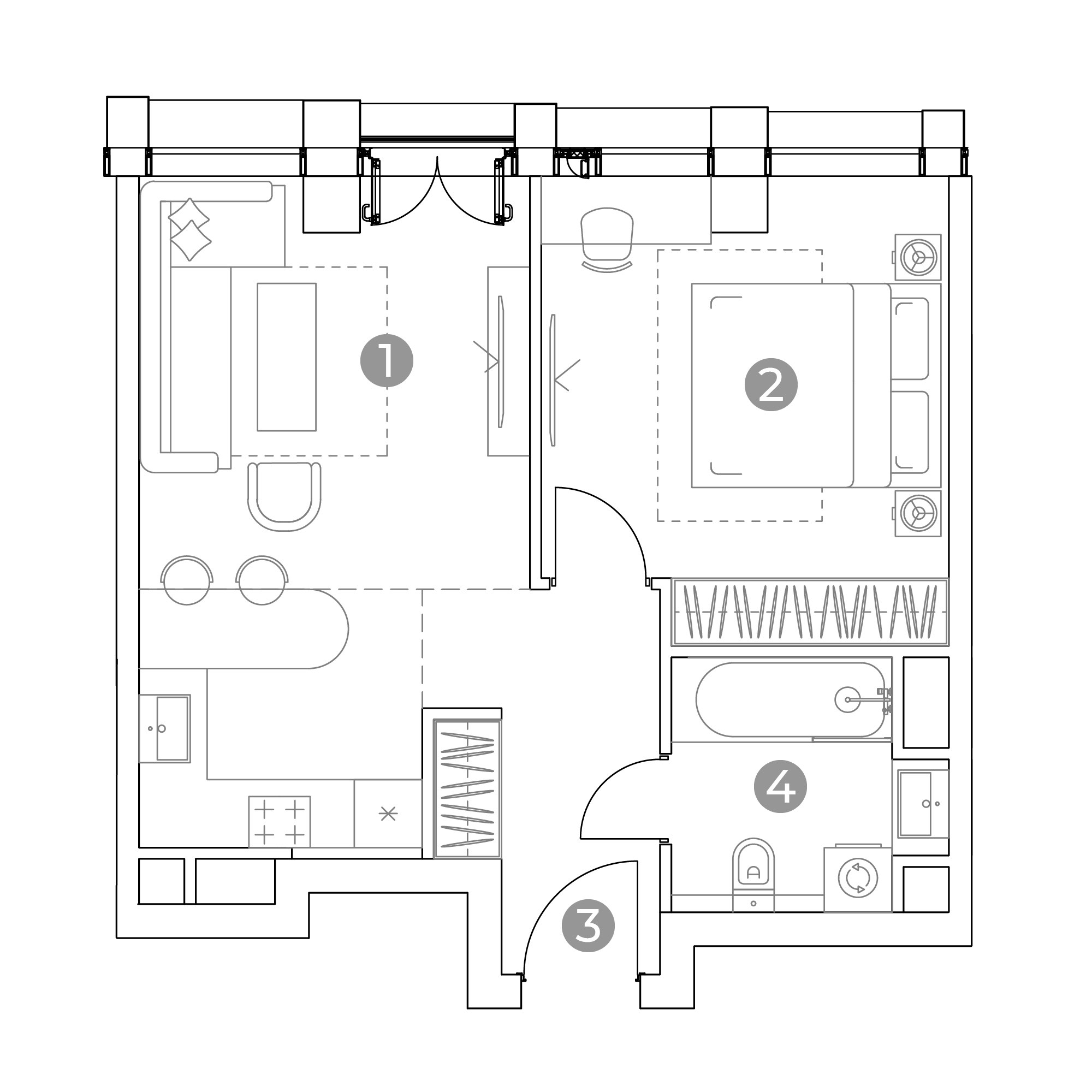 2 комн. квартира, 43.8 м², 12 этаж 