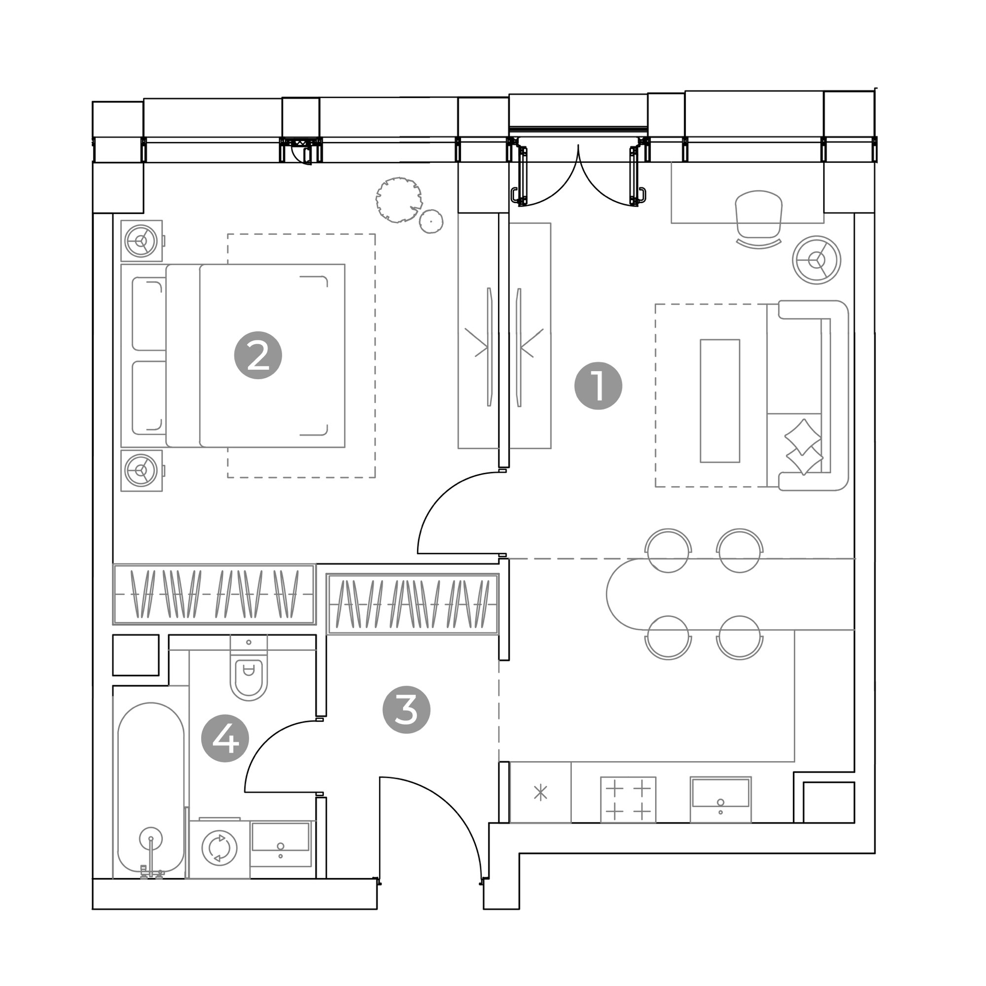 2 комн. квартира, 47.1 м², 7 этаж 