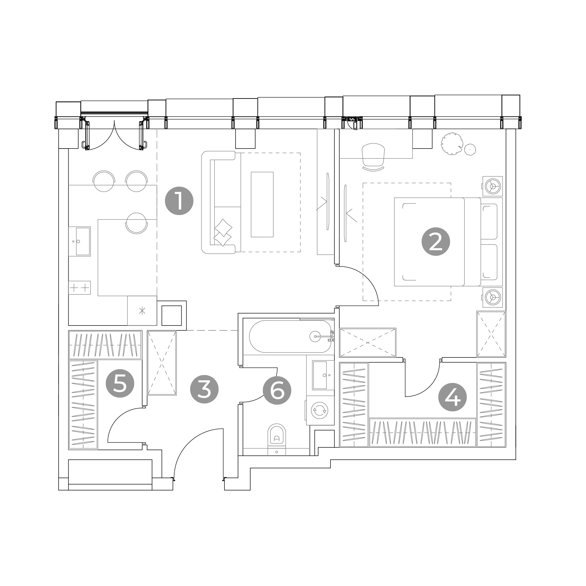 2 комн. квартира, 56 м², 18 этаж 
