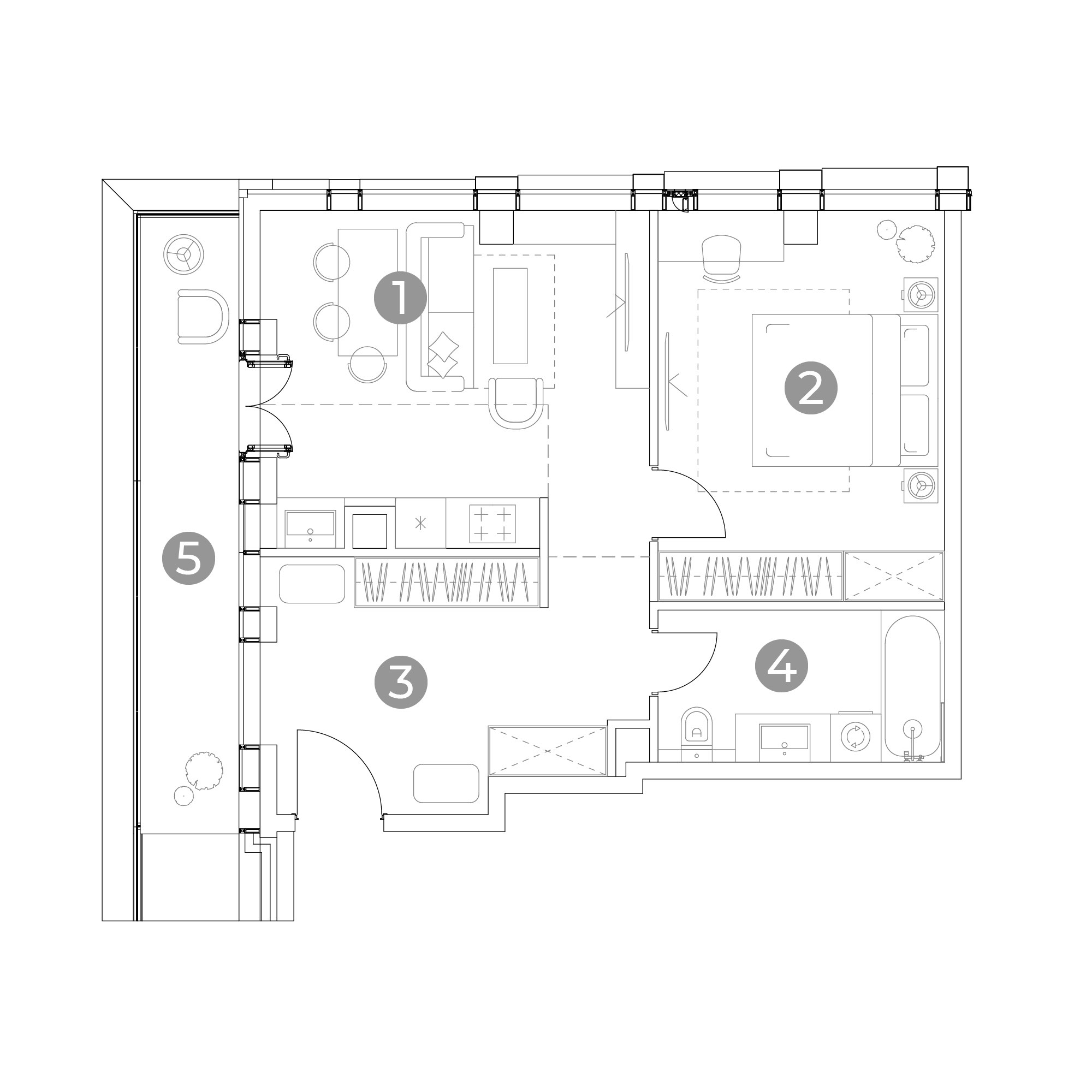 2 комн. квартира, 60.8 м², 24 этаж 