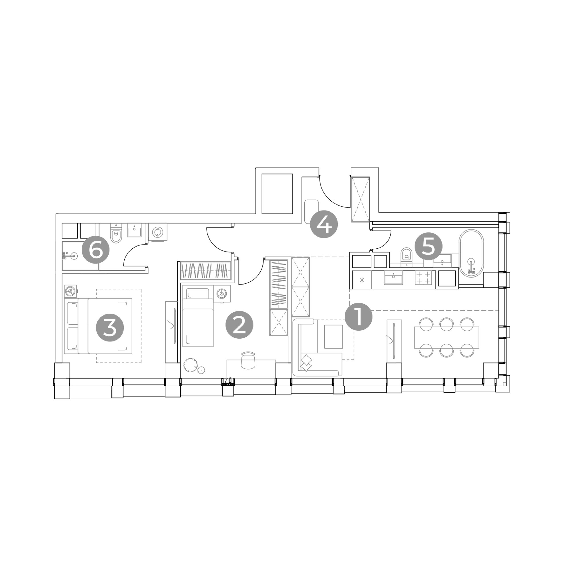 3 комн. квартира, 66.9 м², 14 этаж 