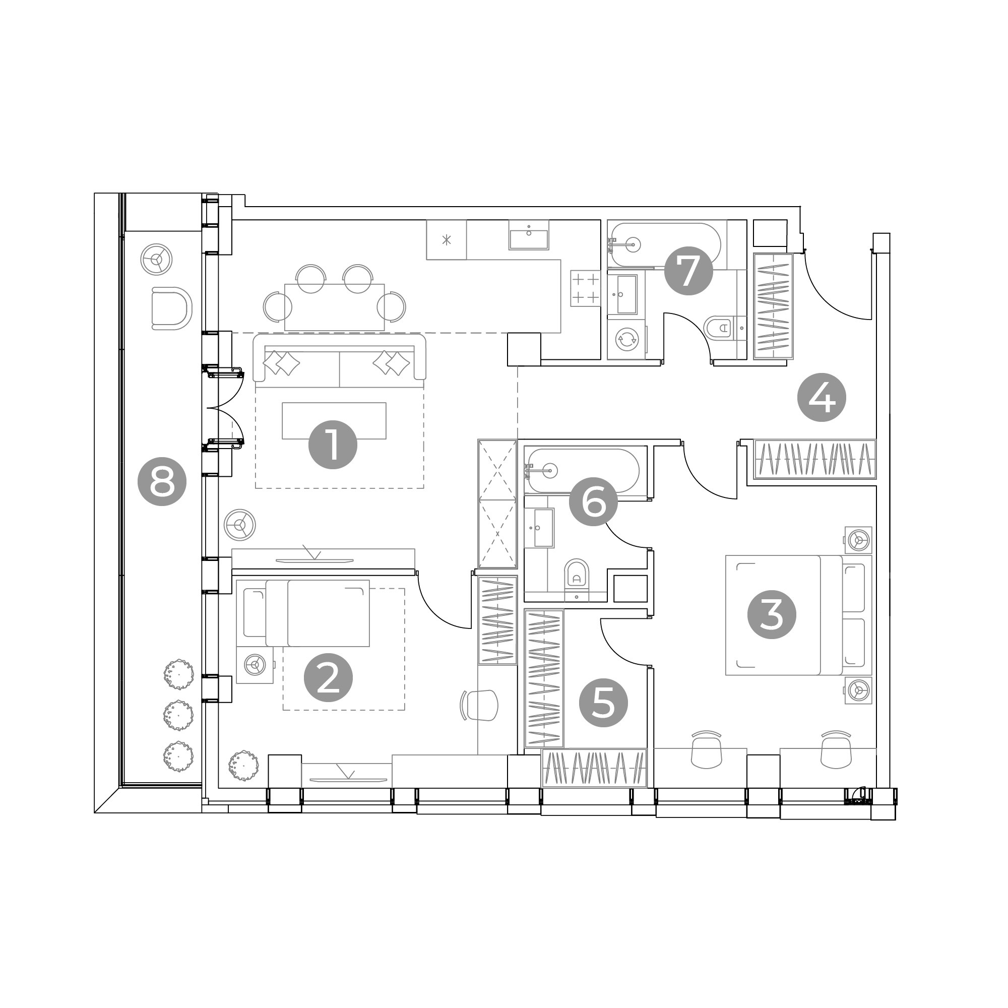 3 комн. квартира, 88 м², 6 этаж 