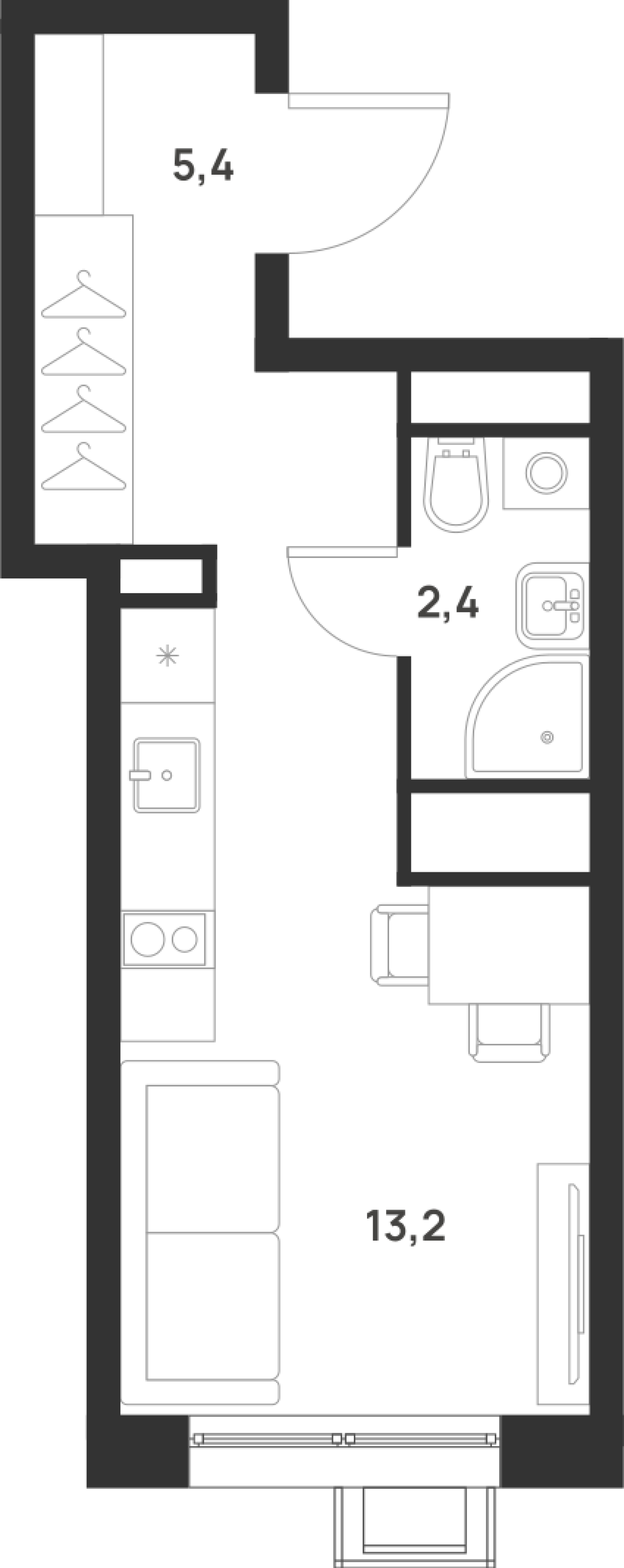 студия, 21 м², 11 этаж 