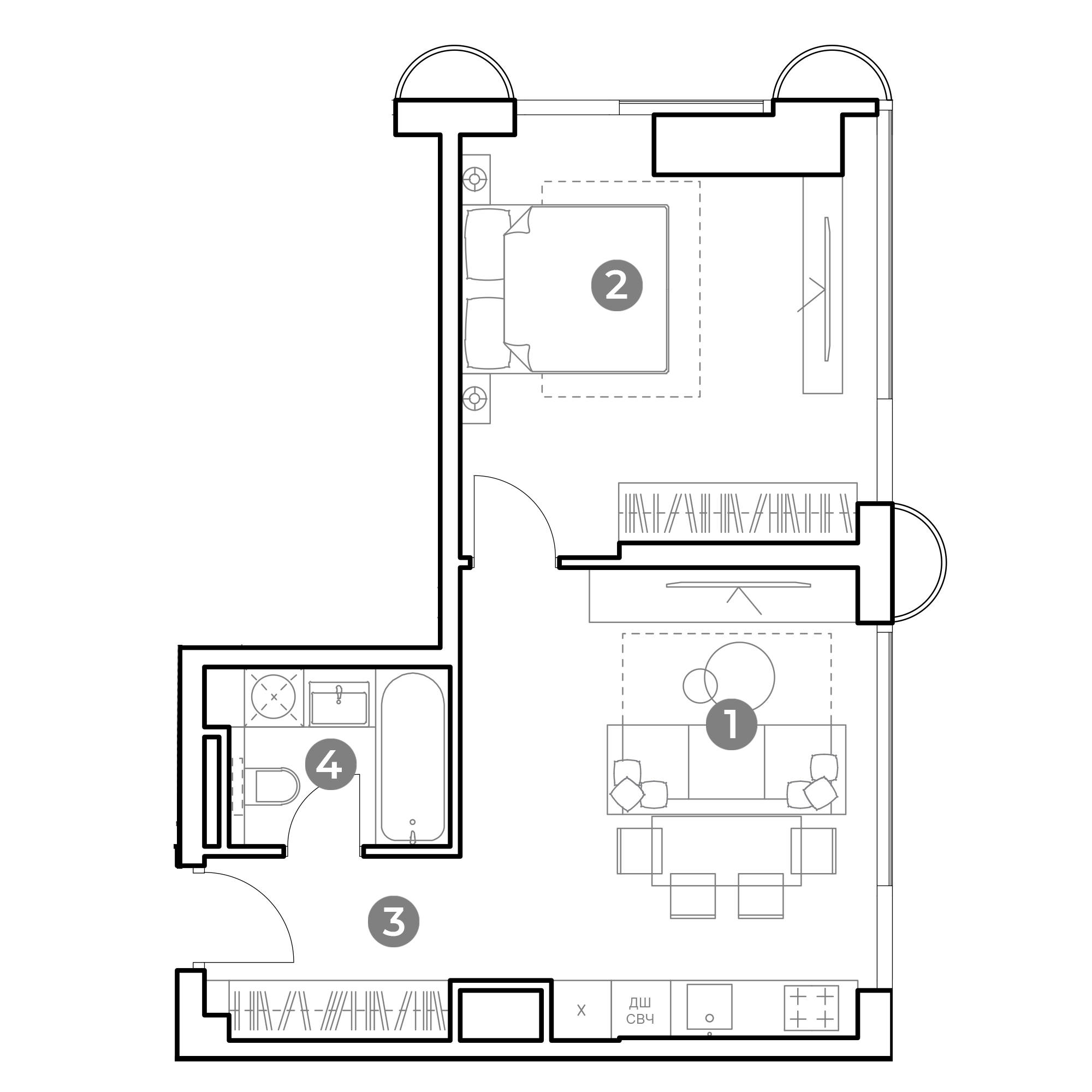 2 комн. квартира, 45.7 м², 2 этаж 