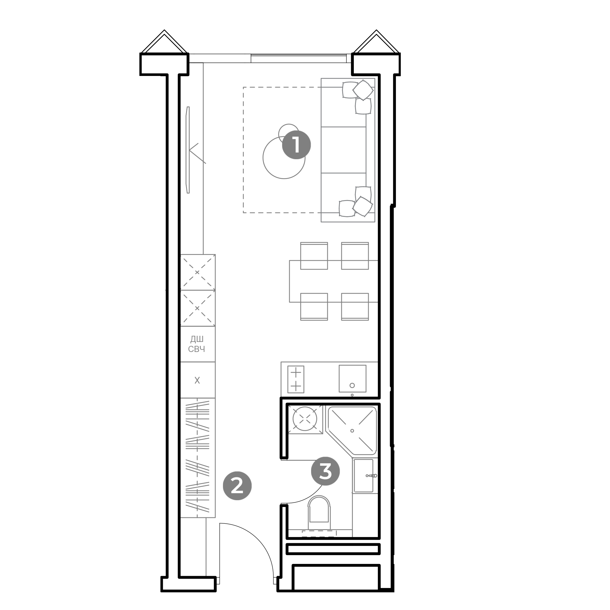 студия, 27.7 м², 5 этаж 