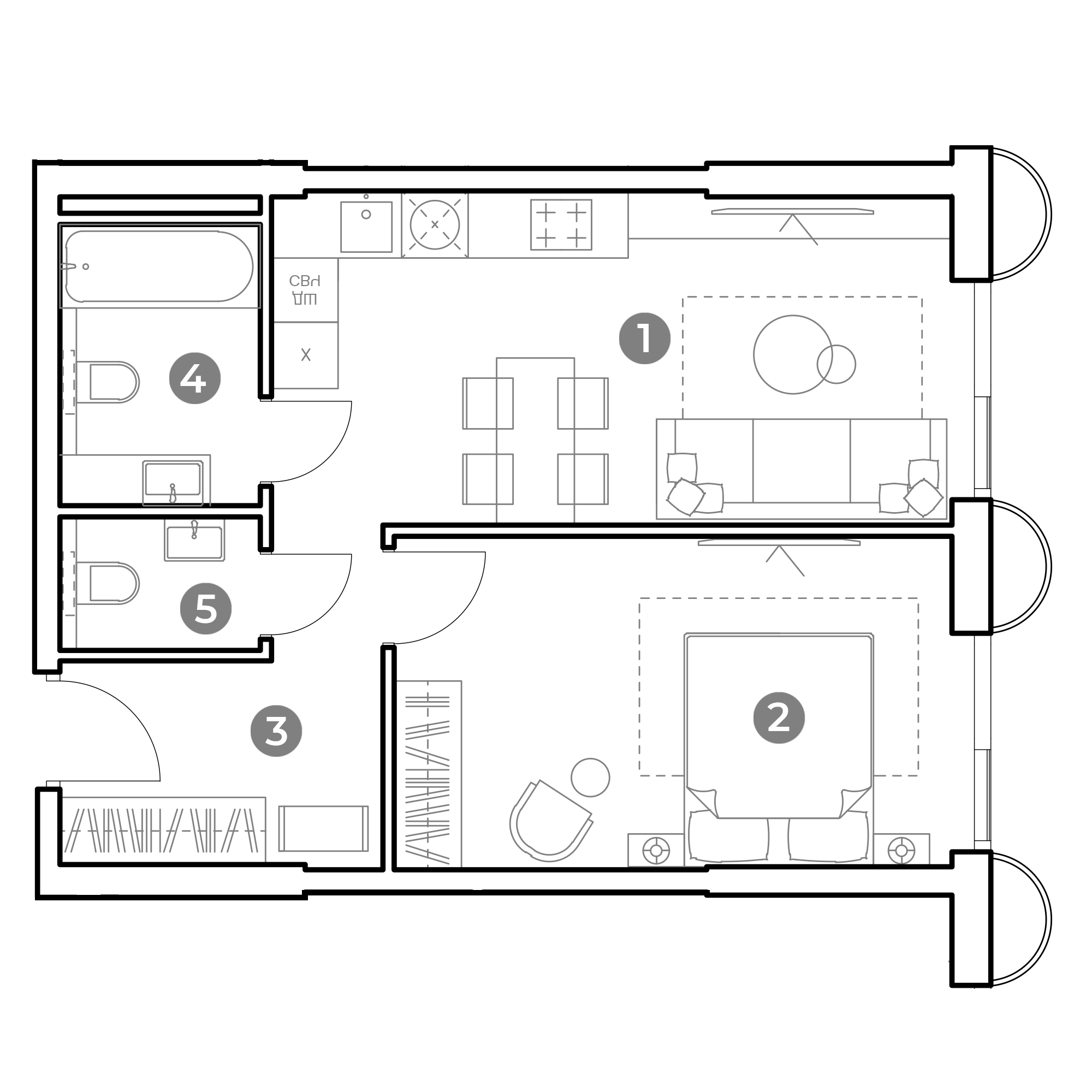 2 комн. квартира, 46.3 м², 15 этаж 