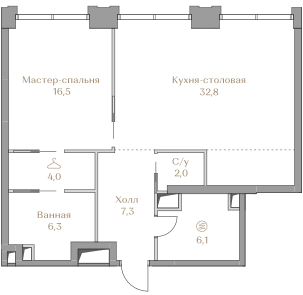 квартира со свободной планировкой, 75 м², 4 этаж  (из 17)