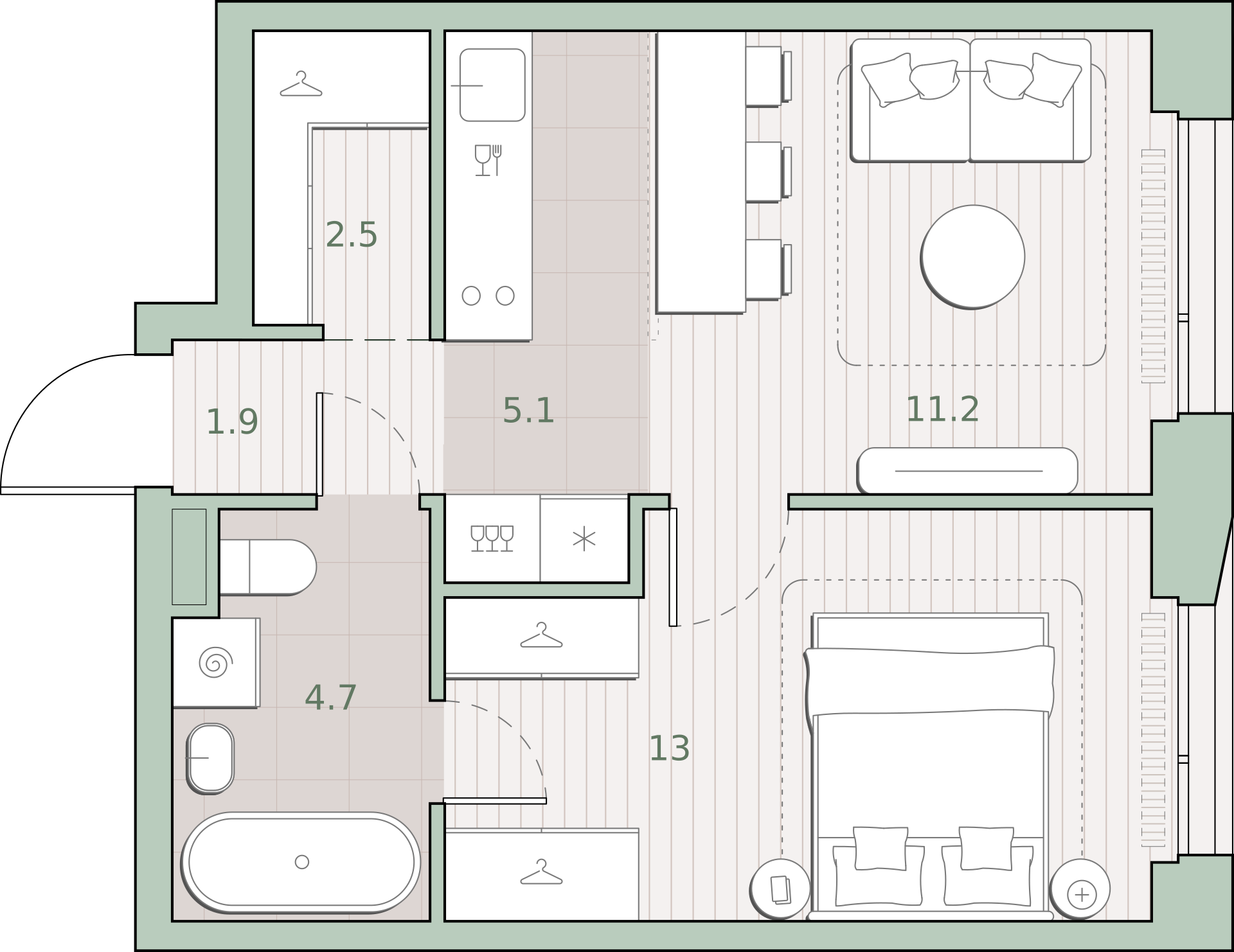 1 комн. квартира, 38.4 м², 16 этаж  (из 27)