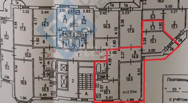 2 комн. квартира, 65.4 м², 8 этаж 
