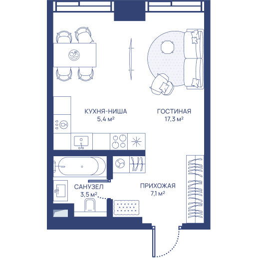 студия, 33.3 м², 10 этаж 
