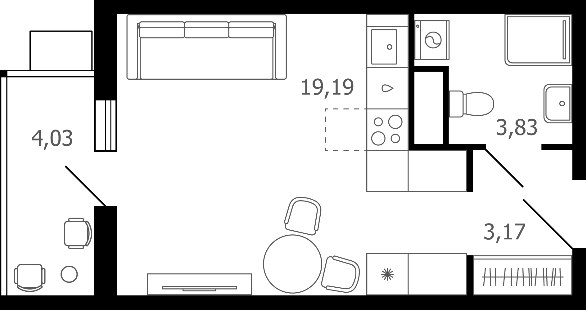 студия, 27.6 м², 12 этаж 