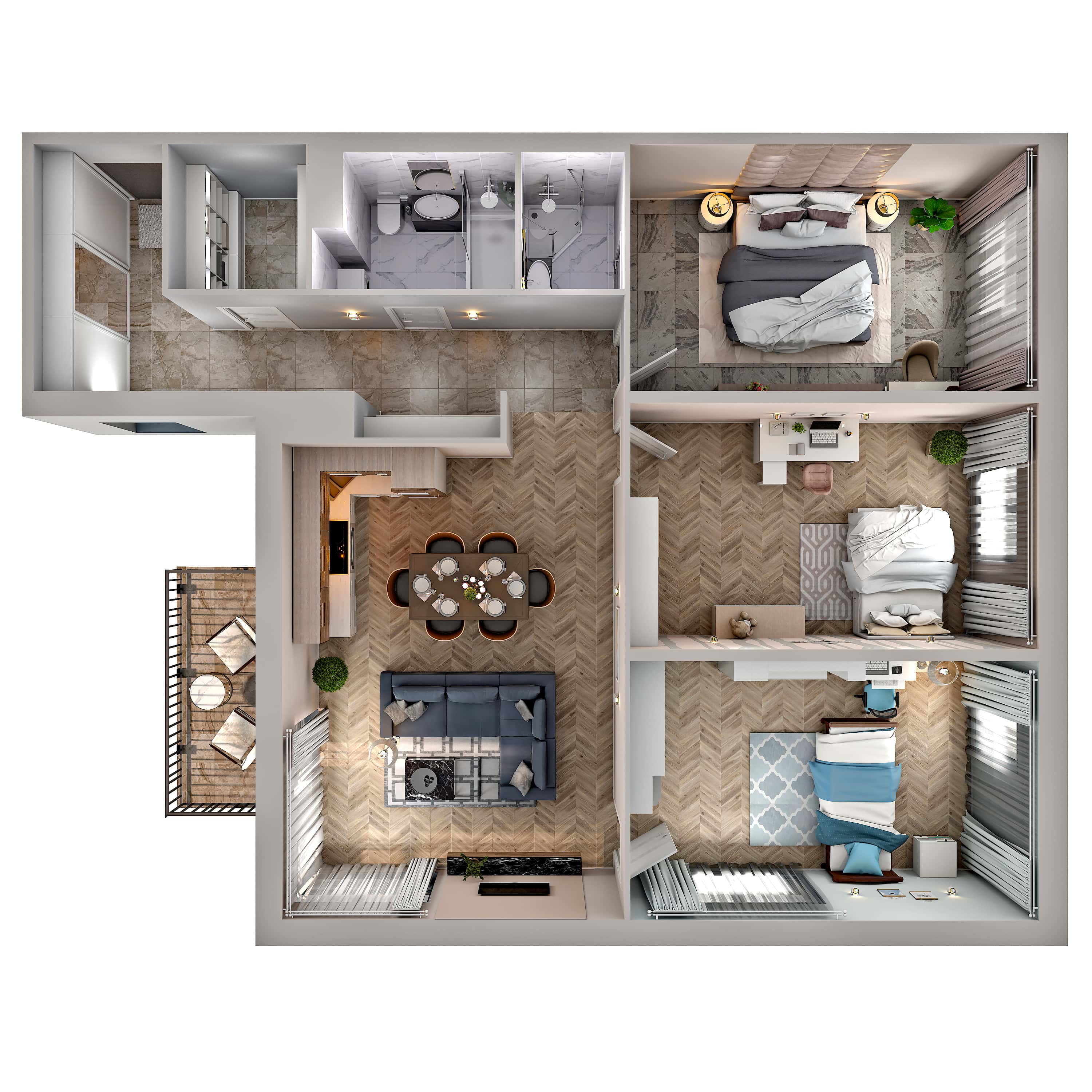 3 комн. квартира, 114 м², 3 этаж 