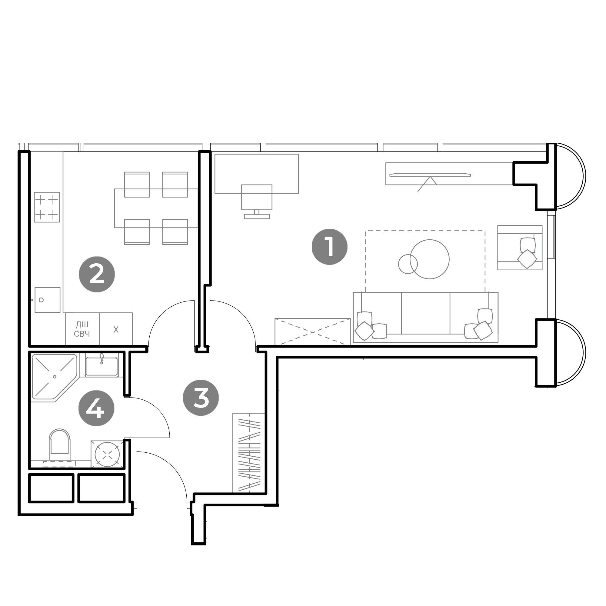 1 комн. квартира, 41.7 м², 24 этаж 