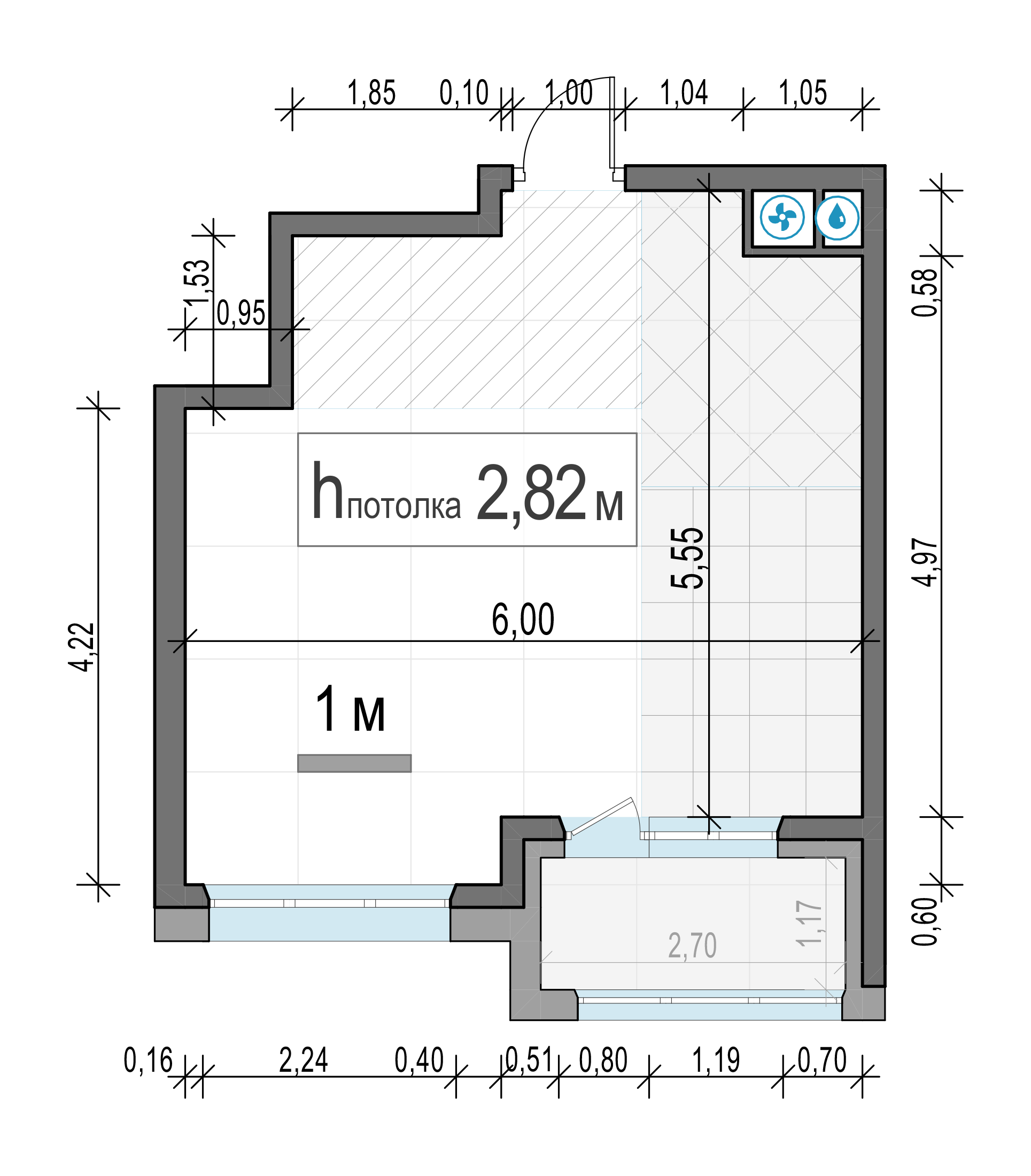 студия, 32.9 м², 6 этаж 