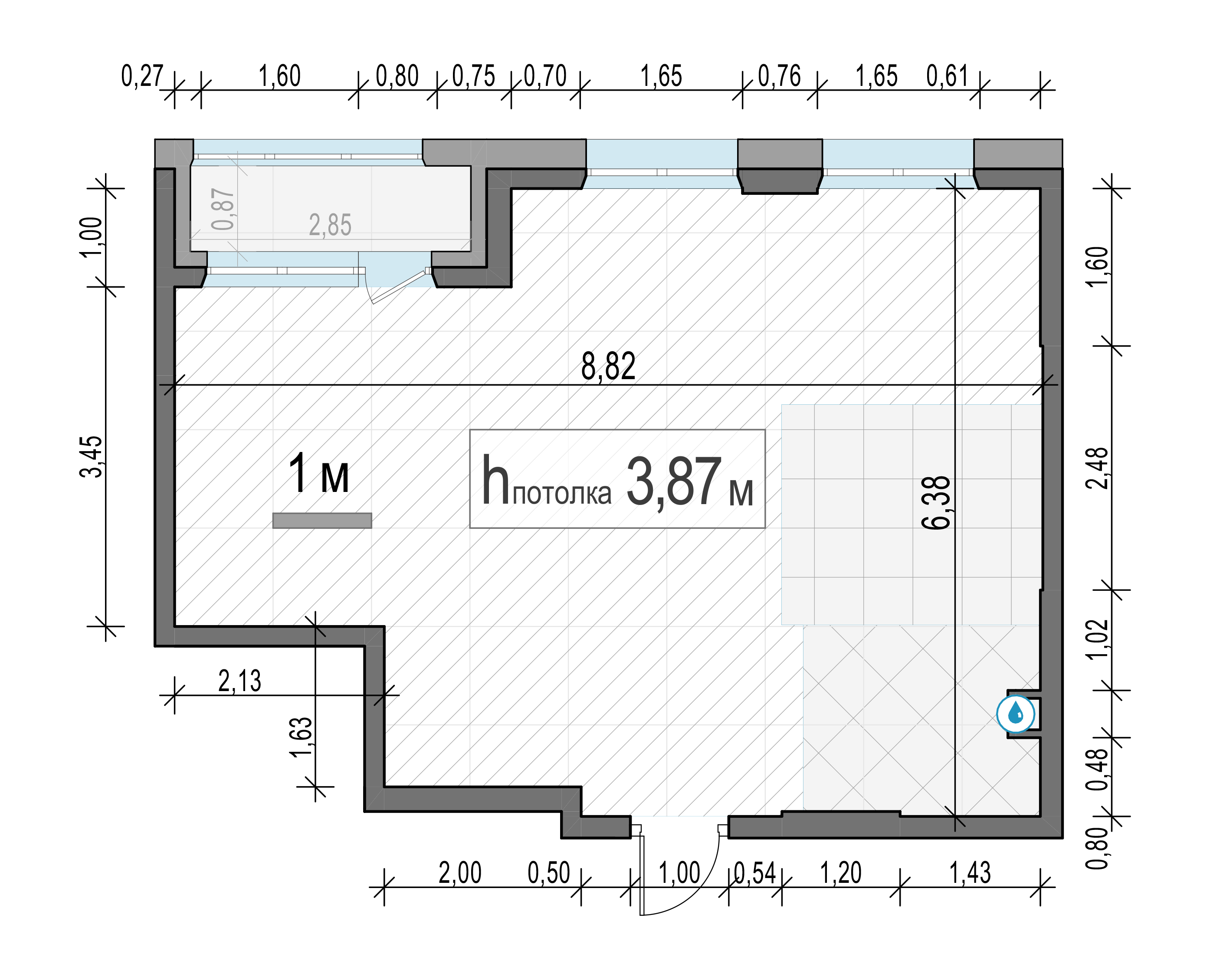 2 комн. квартира, 48.3 м², 1 этаж 