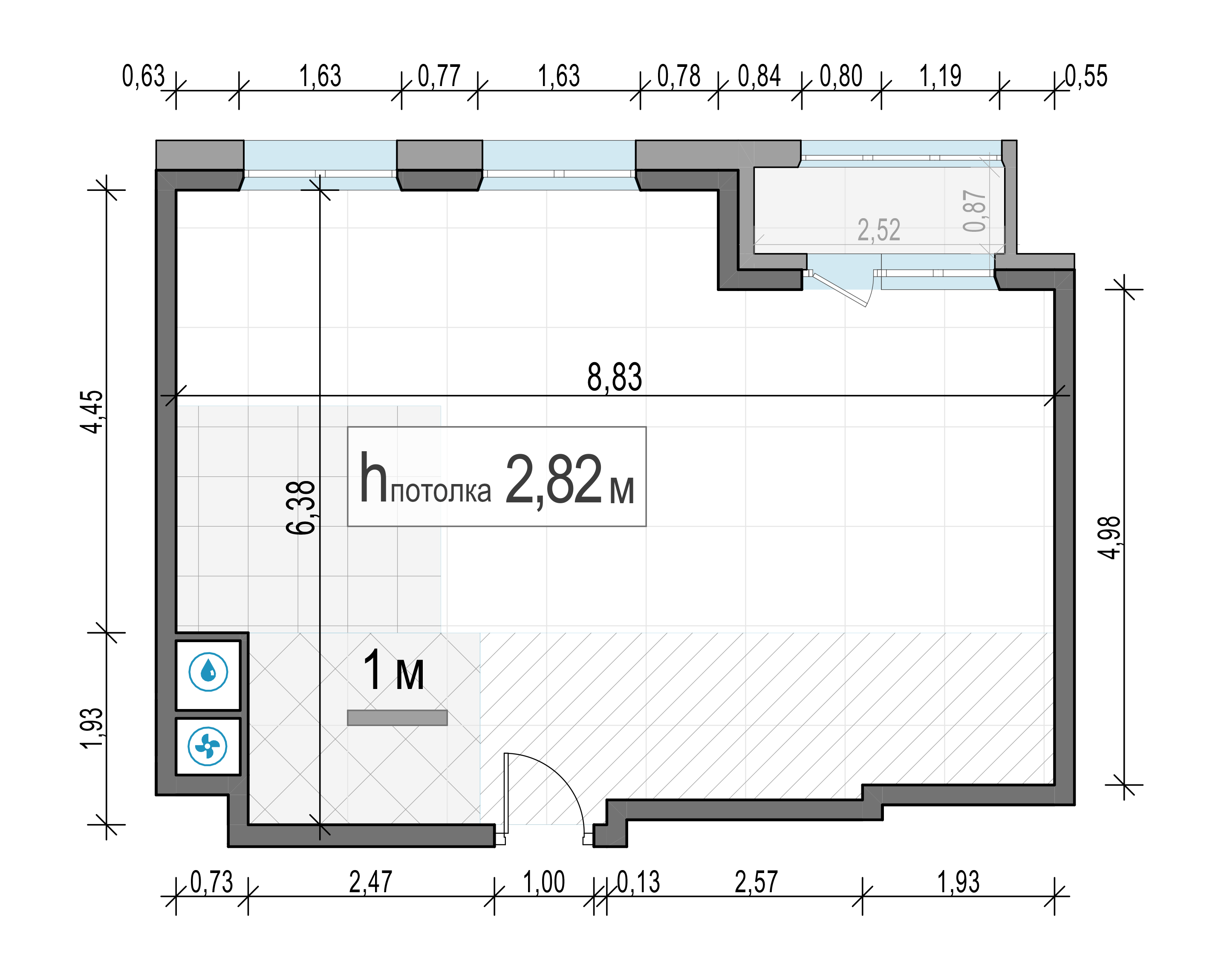 2 комн. квартира, 50.1 м², 5 этаж 