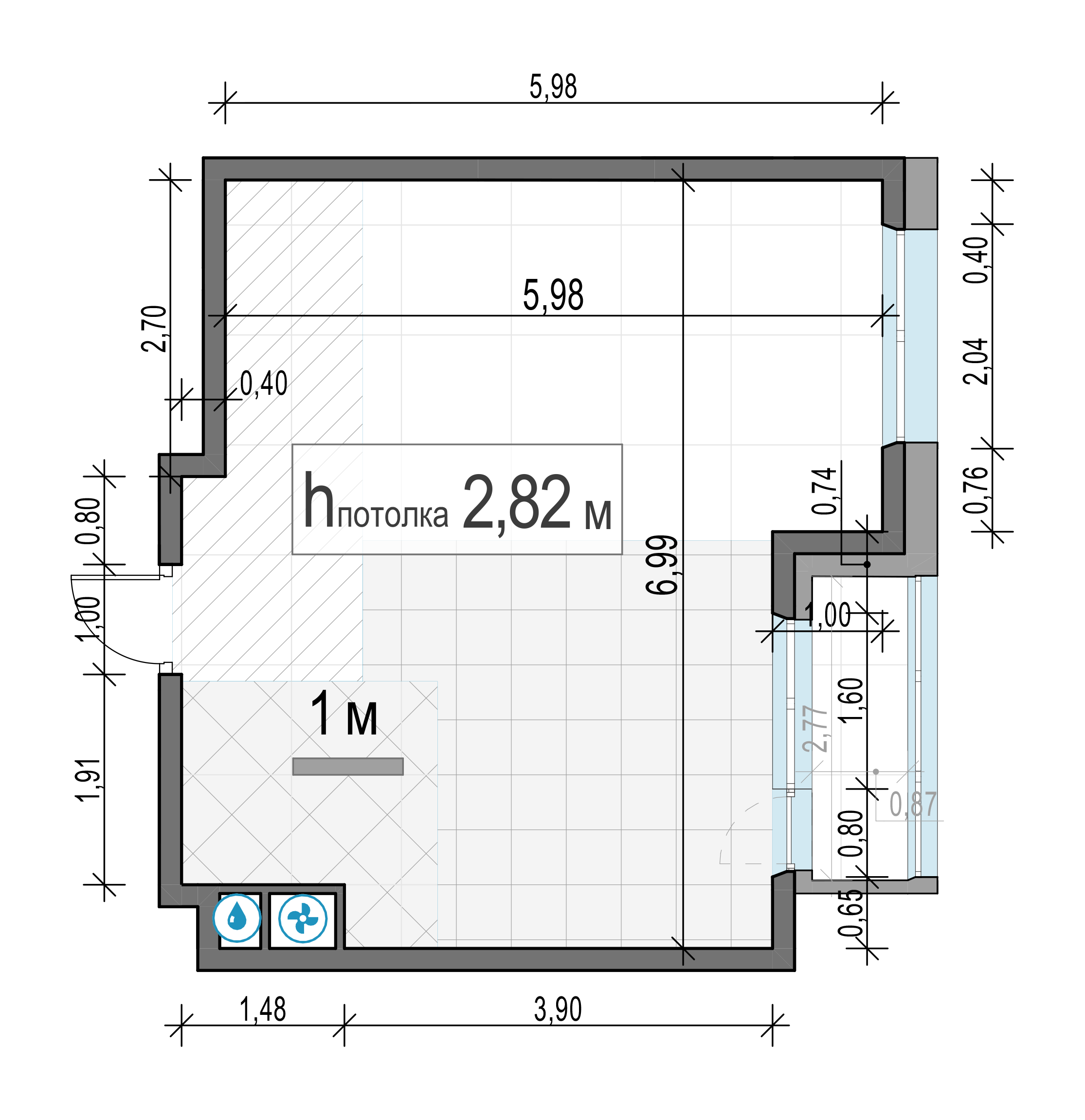 1 комн. квартира, 39 м², 6 этаж 
