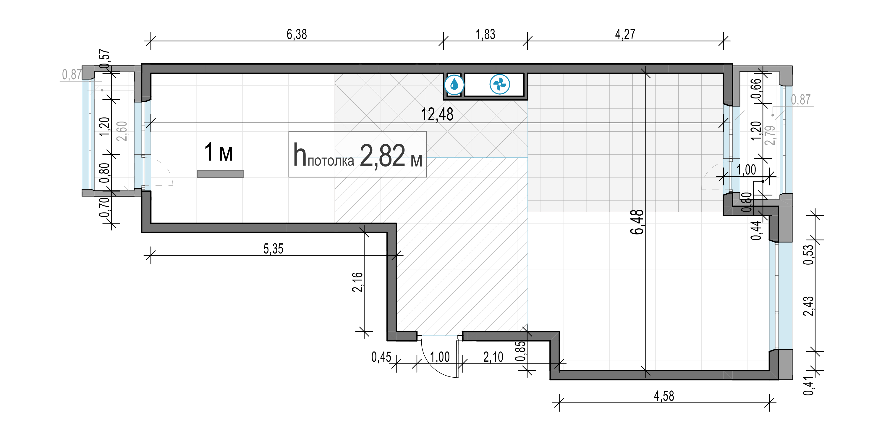 2 комн. квартира, 63.6 м², 10 этаж 