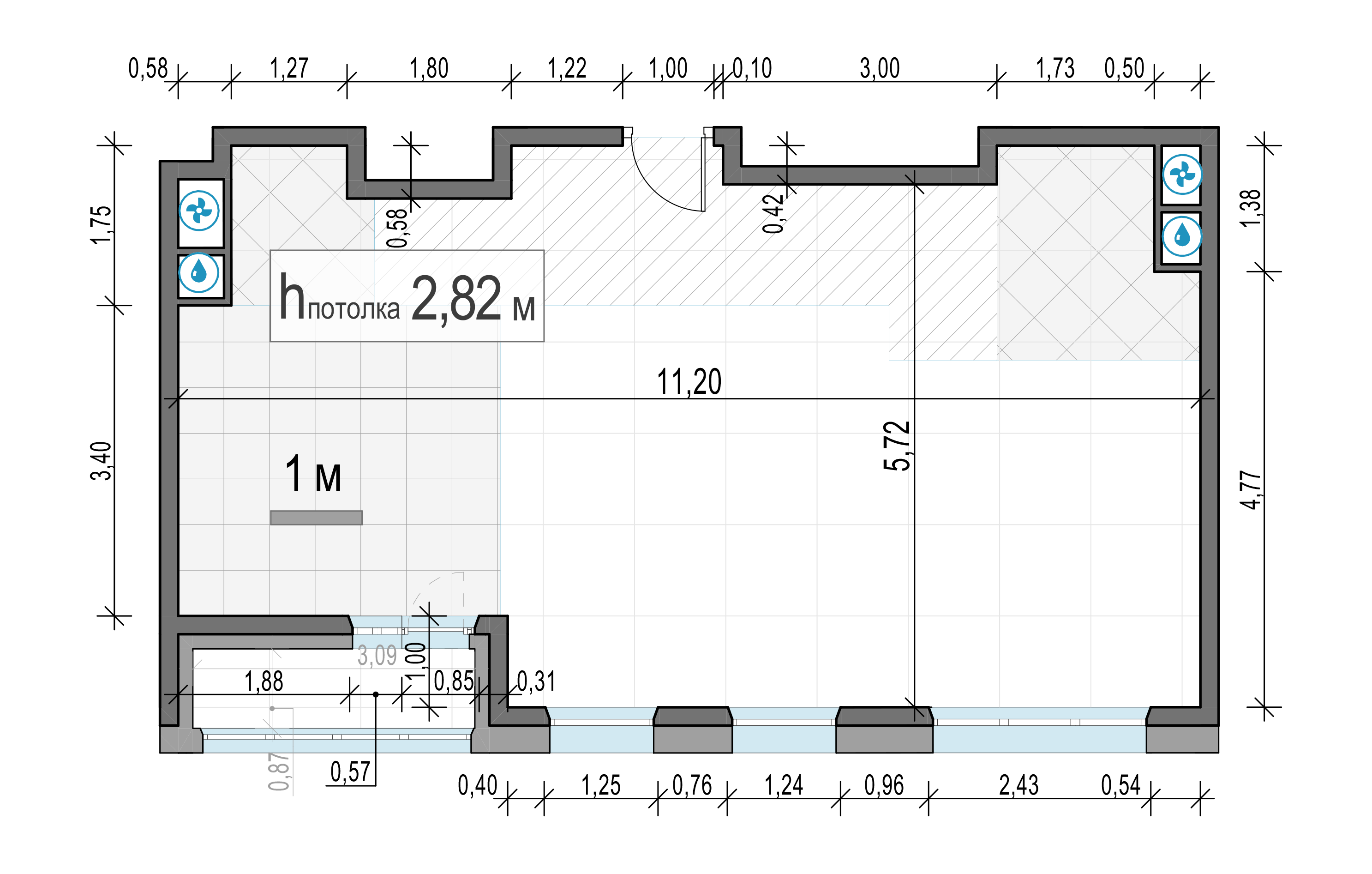 2 комн. квартира, 60.8 м², 12 этаж 
