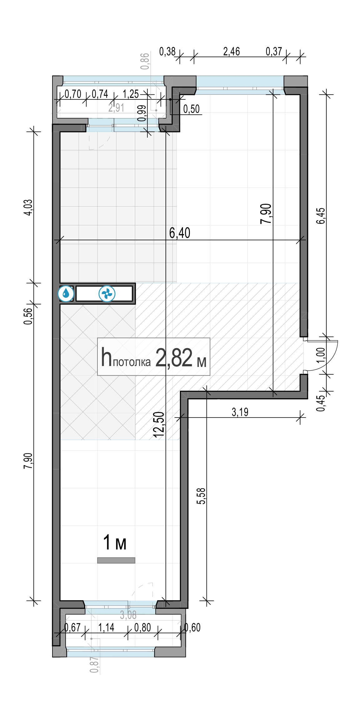 2 комн. квартира, 65.1 м², 6 этаж 