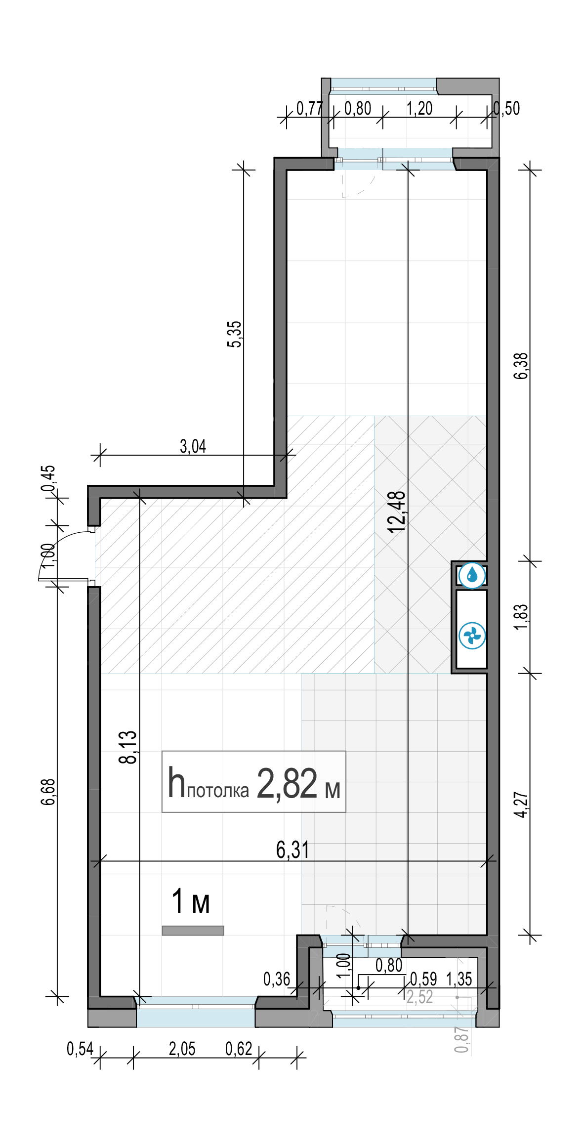 2 комн. квартира, 65.2 м², 12 этаж 