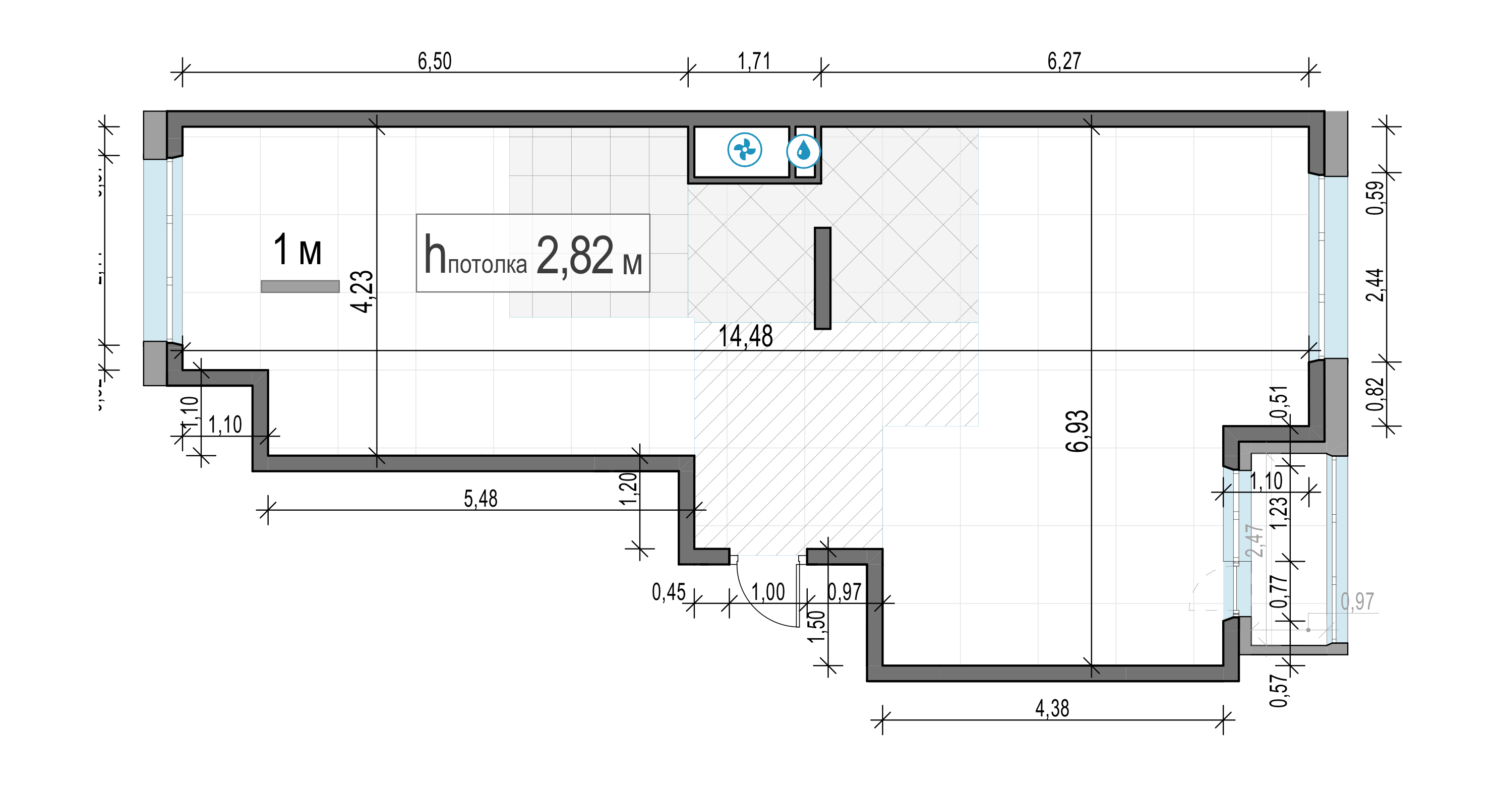 3 комн. квартира, 72.5 м², 19 этаж 