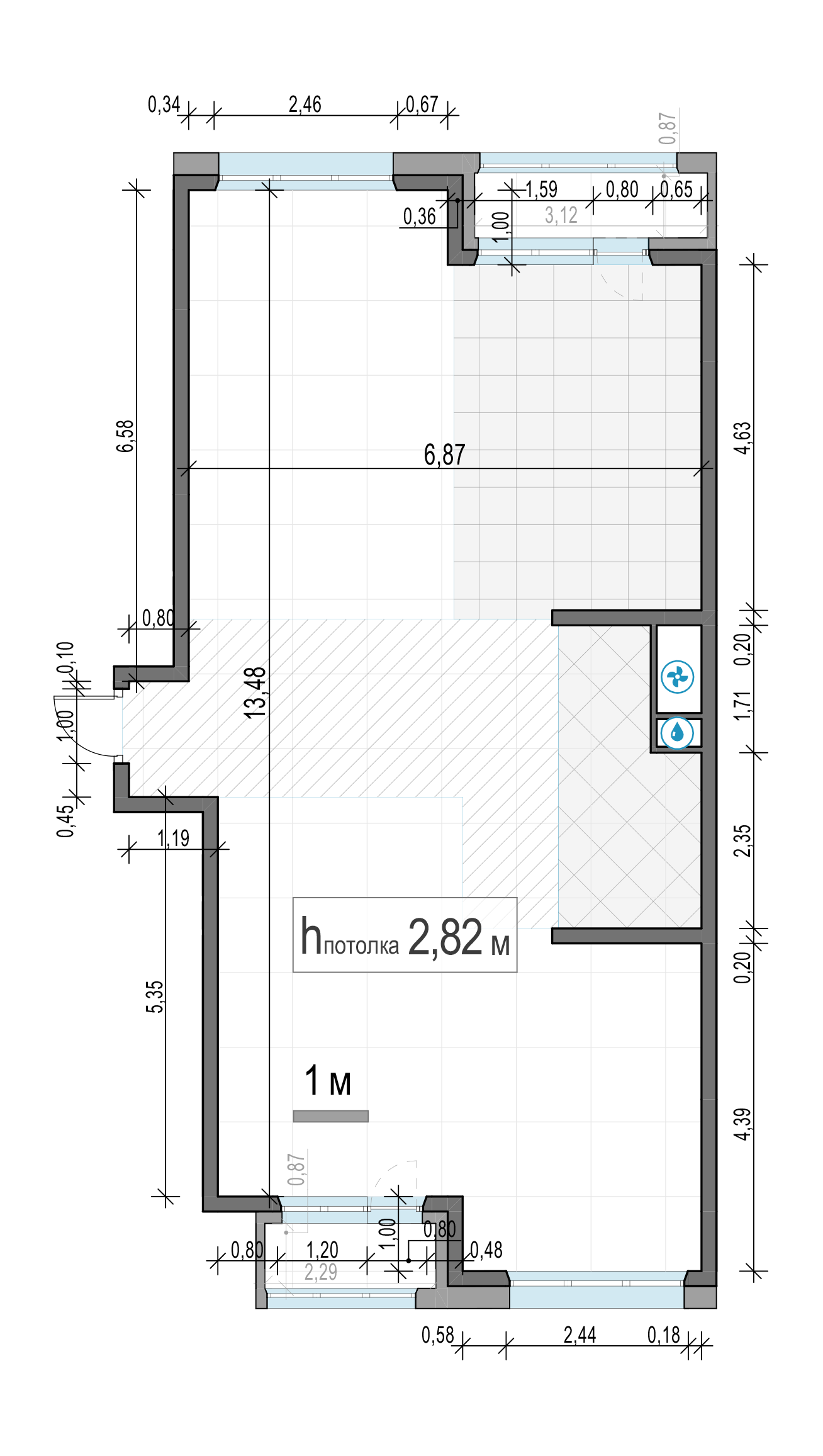 3 комн. квартира, 90 м², 6 этаж 