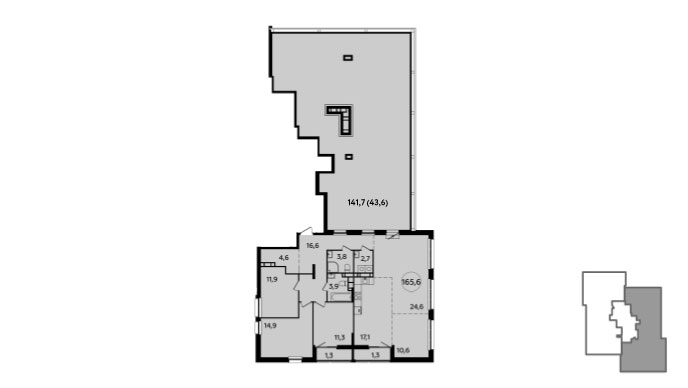 4 комн. квартира, 165.6 м², 21 этаж 