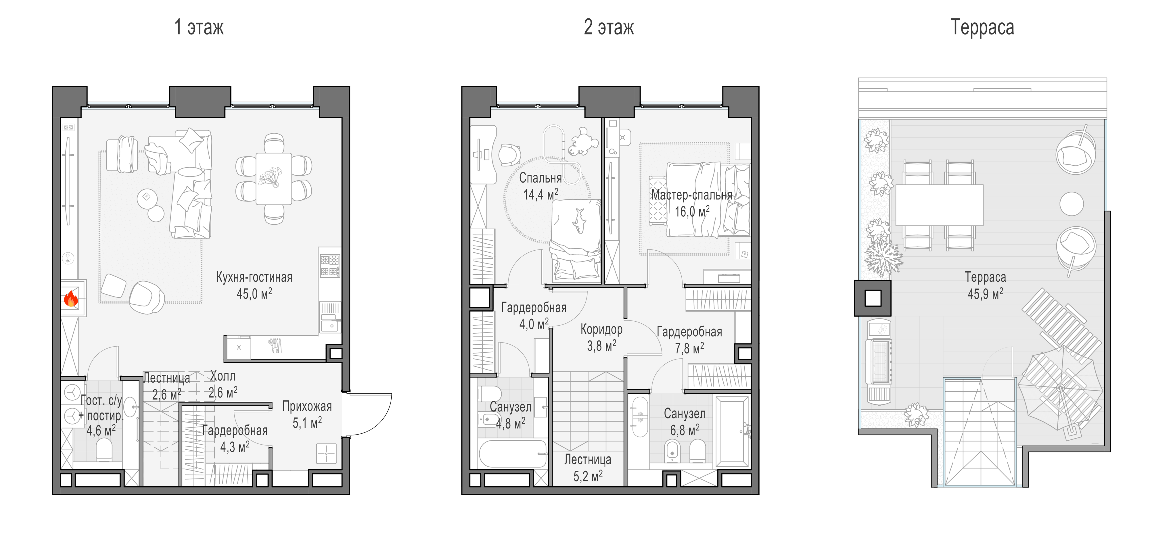 2 комн. квартира, 125.3 м², 22 этаж 