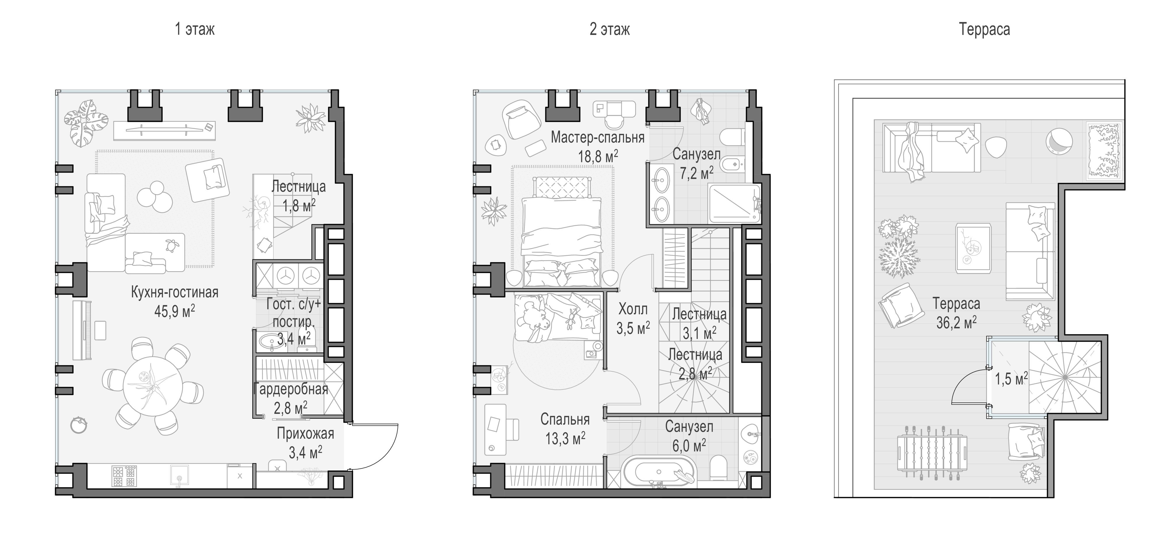 2 комн. квартира, 111.2 м², 22 этаж 