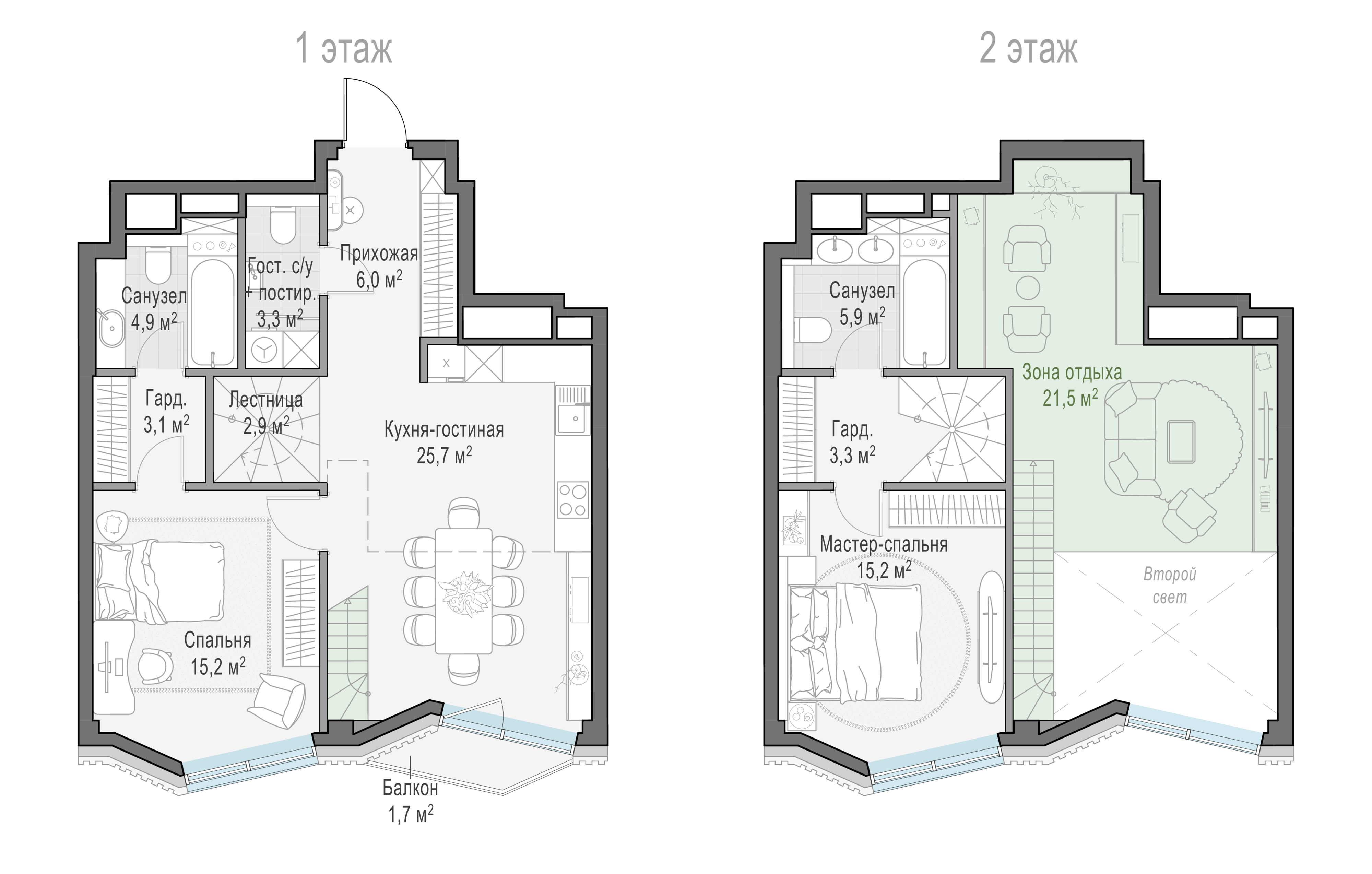 2 комн. квартира, 86.3 м², 11 этаж 