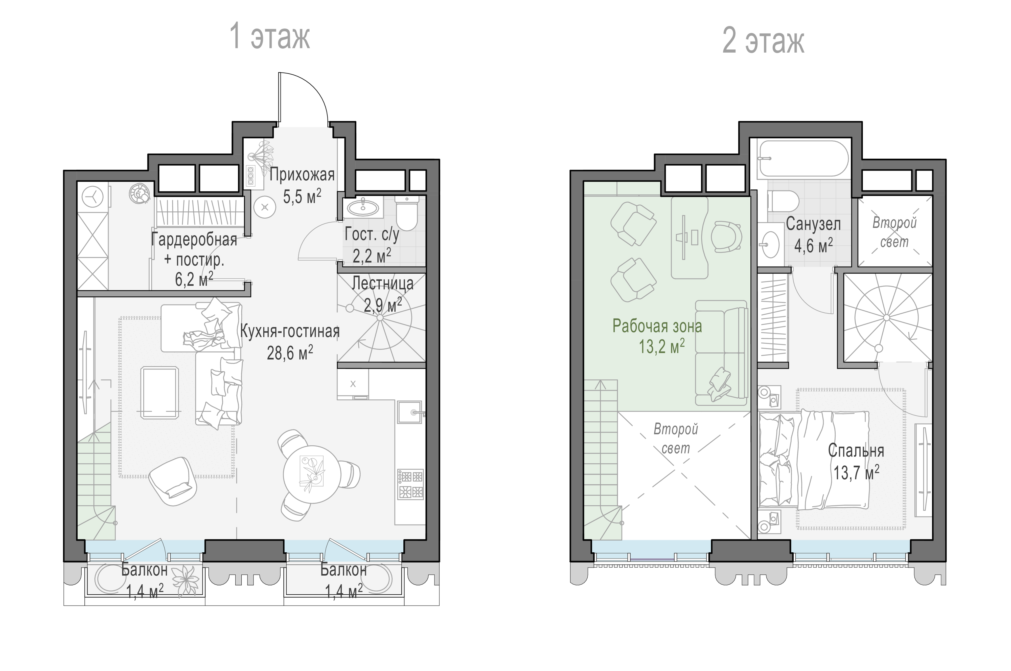 1 комн. квартира, 64.5 м², 9 этаж 