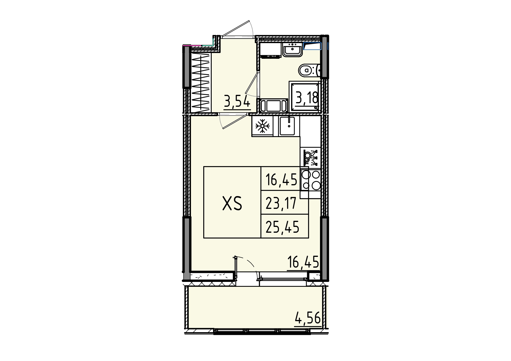 студия, 25 м², 5 этаж 